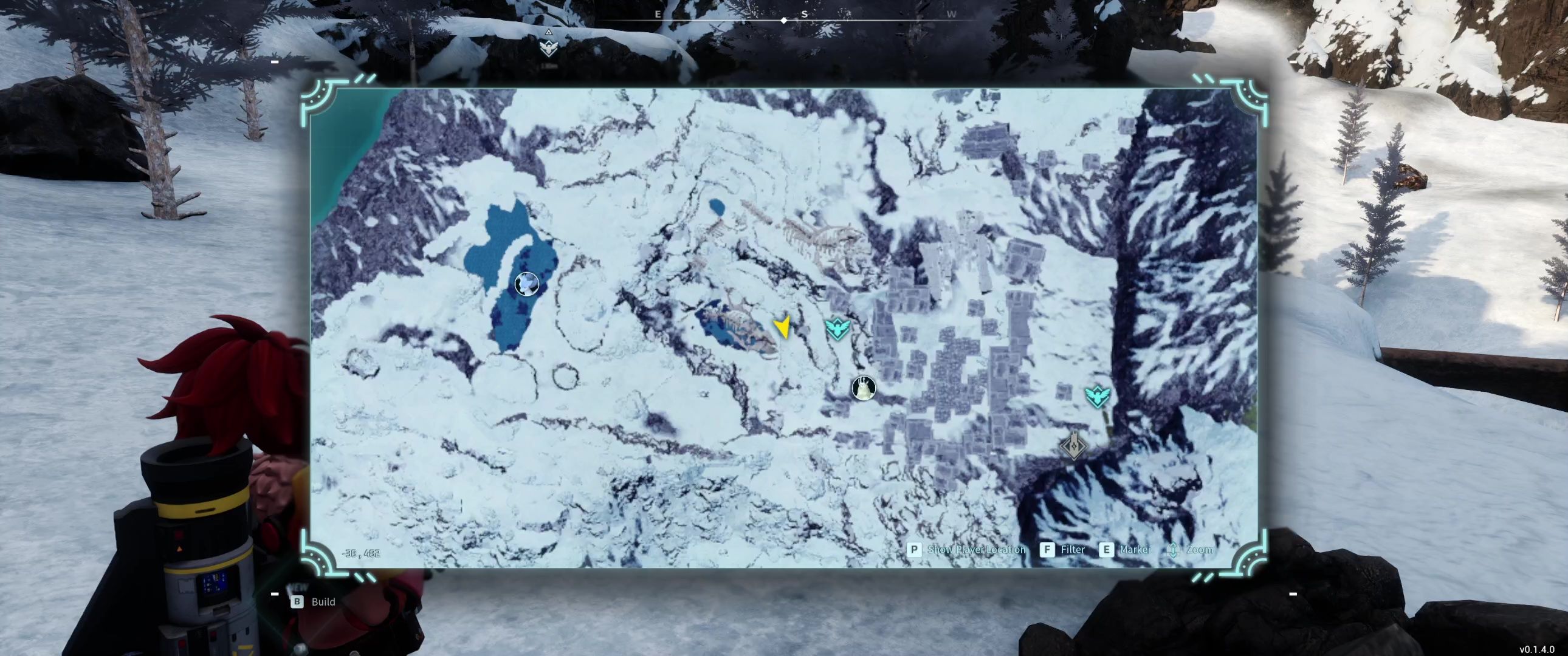 A picture of Palworld showing Alpha Boss Ice Kingpaca's location on the map.