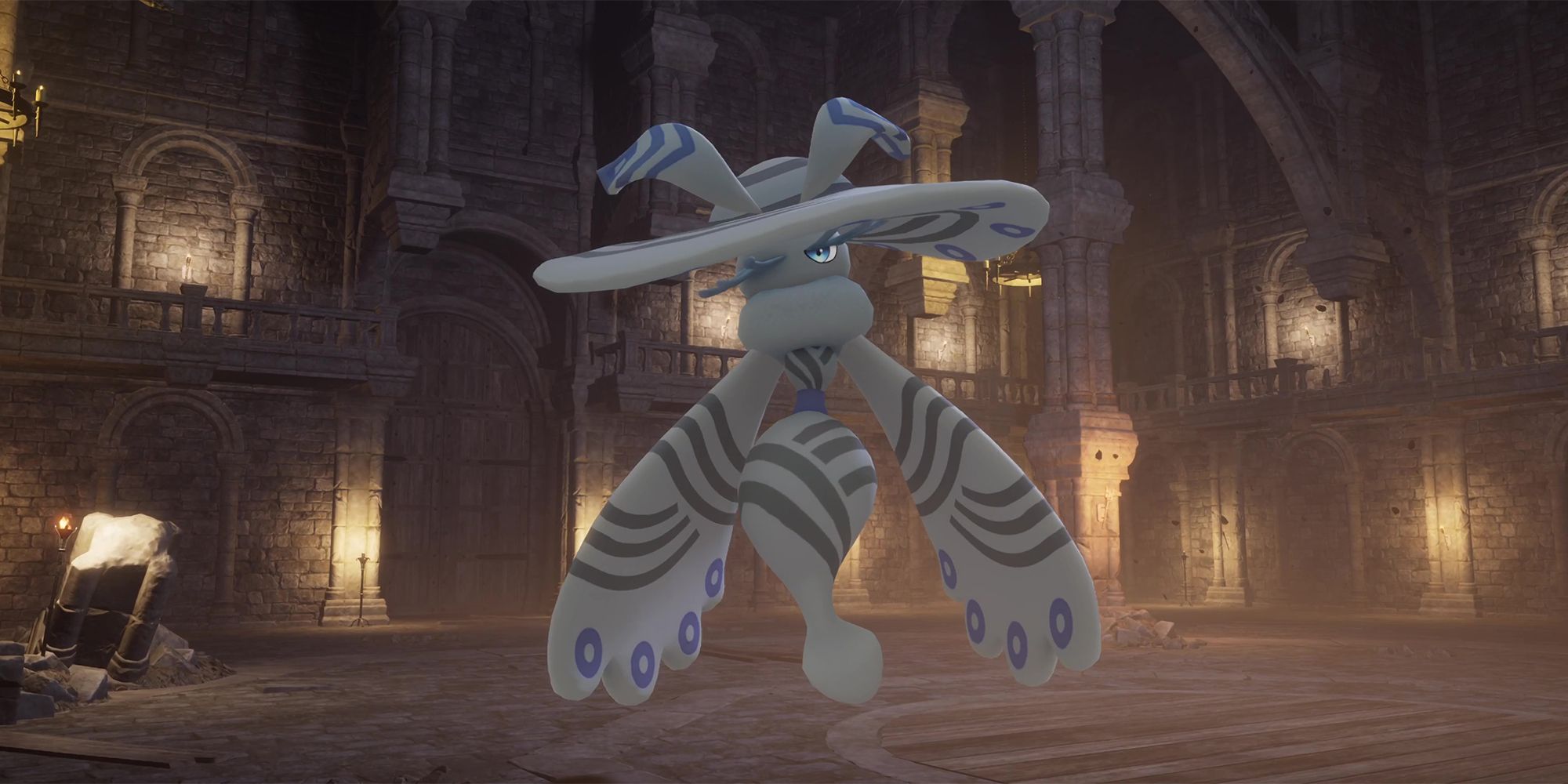 A picture of Palworld showing Alpha Boss Sibelyx looking at the player