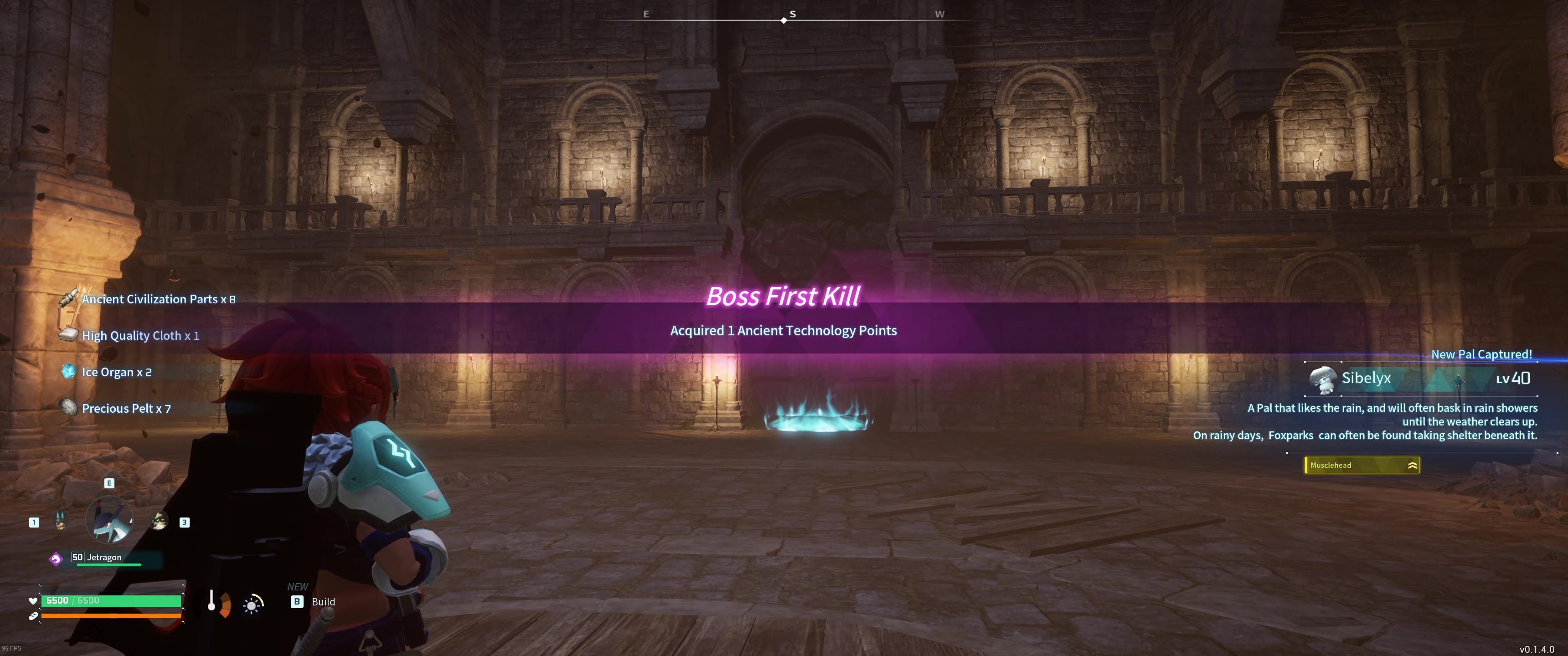 A picture of Palworld showing Alpha Boss Sibelyx's rewards.