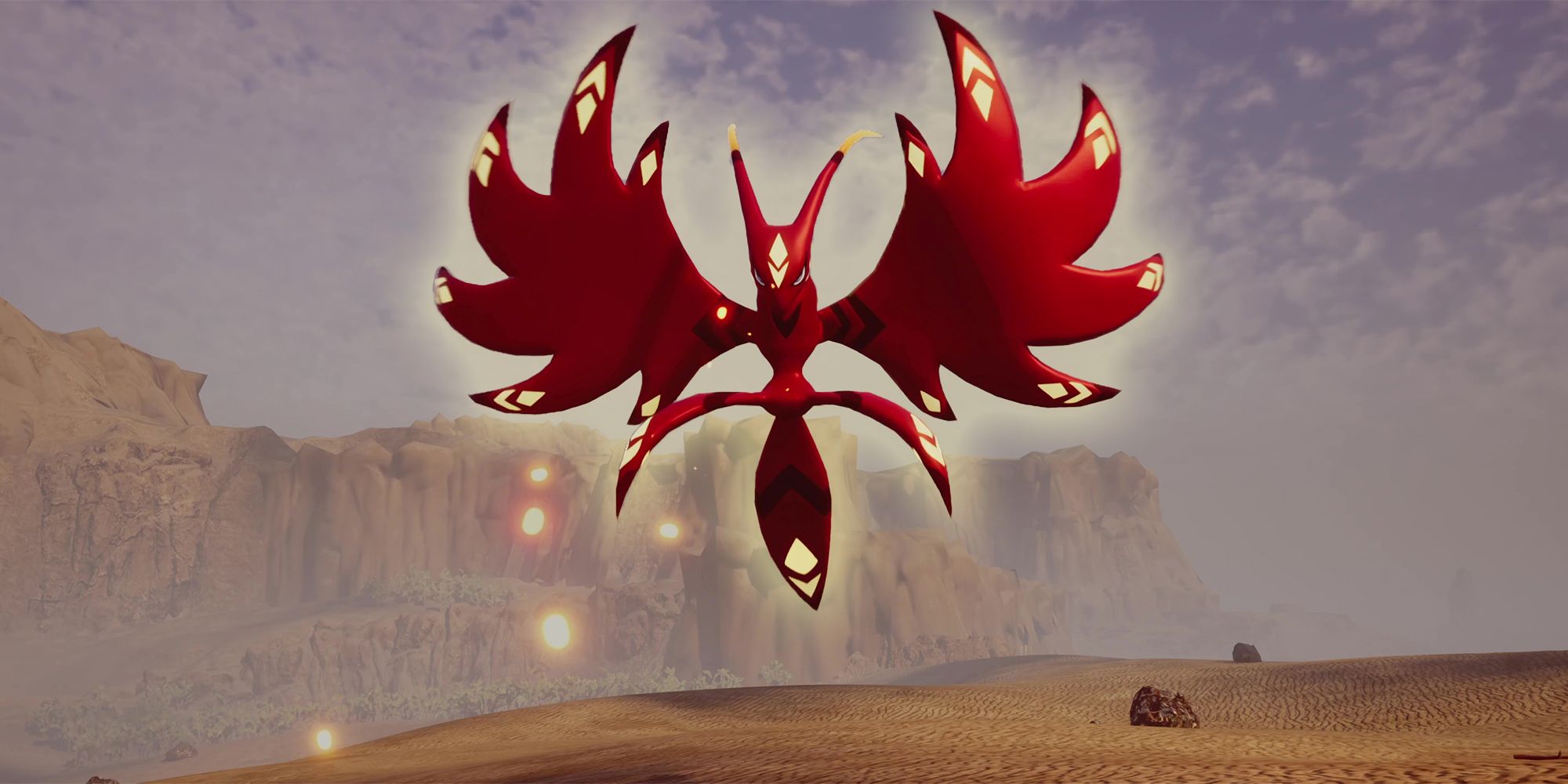 A picture of Palworld showing Alpha Boss Suzaku after attacking the player
