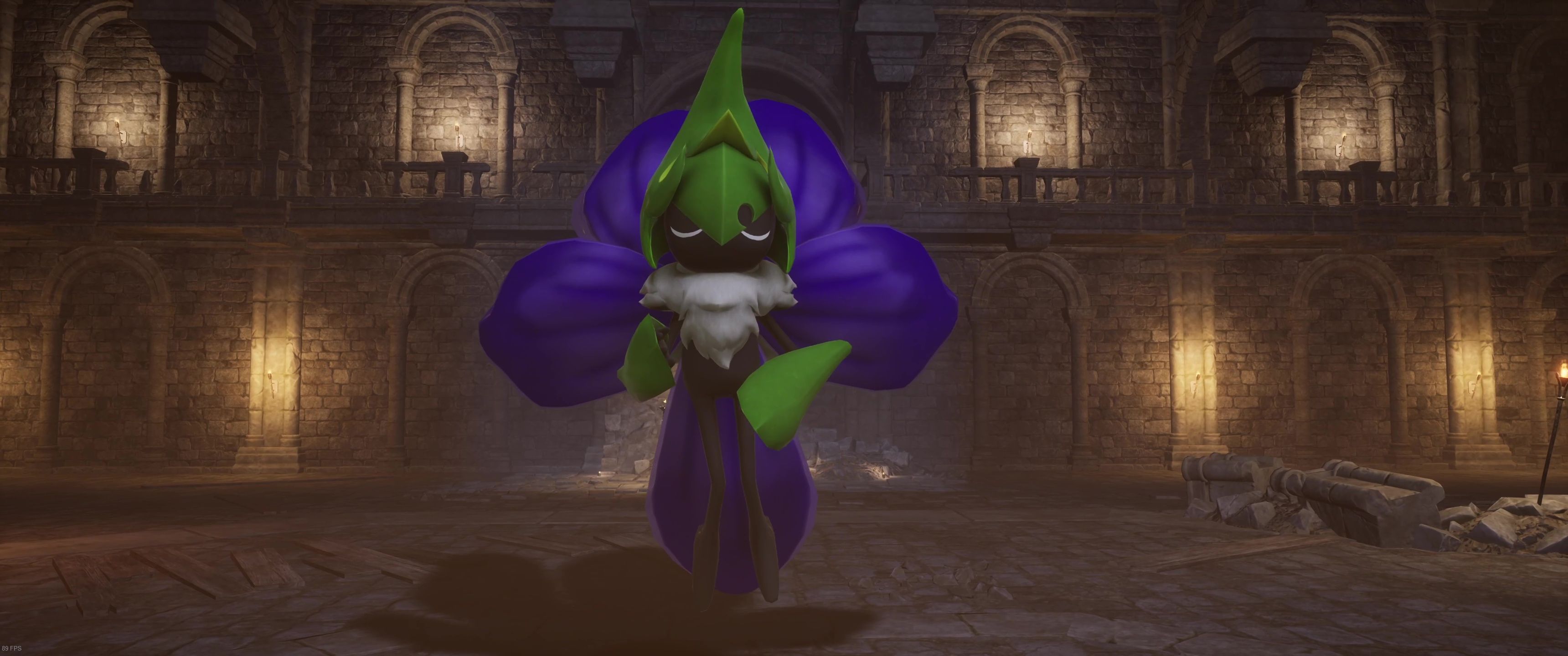 A picture of Palworld showing Alpha Boss Vaelet happily eating.