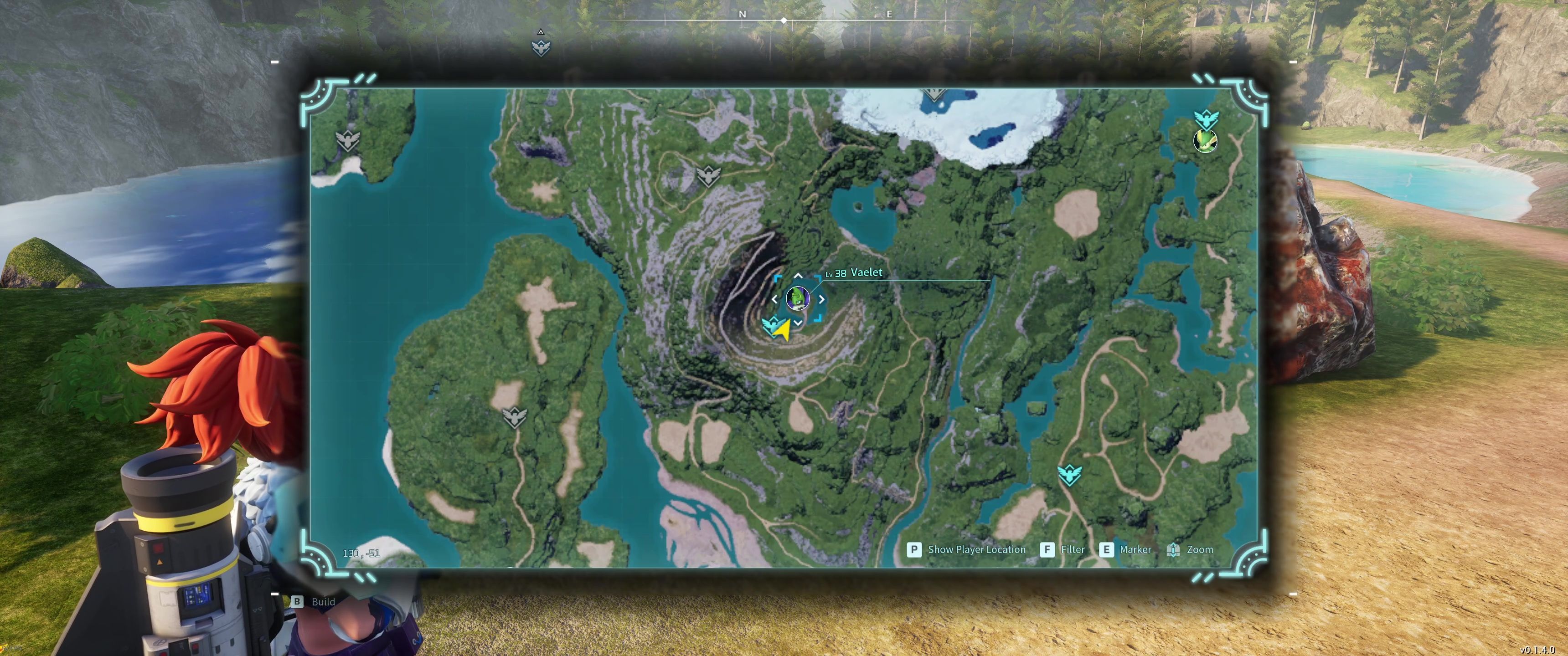 A picture of Palworld showing Alpha Boss Vaelet's location.