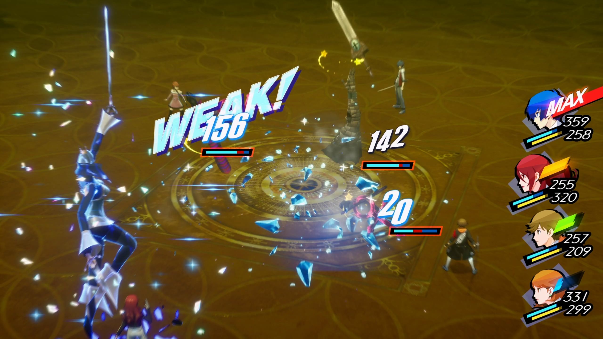 A picture of Persona 3 Reload showing Mitsuru during the Cruel Greatsword fight.