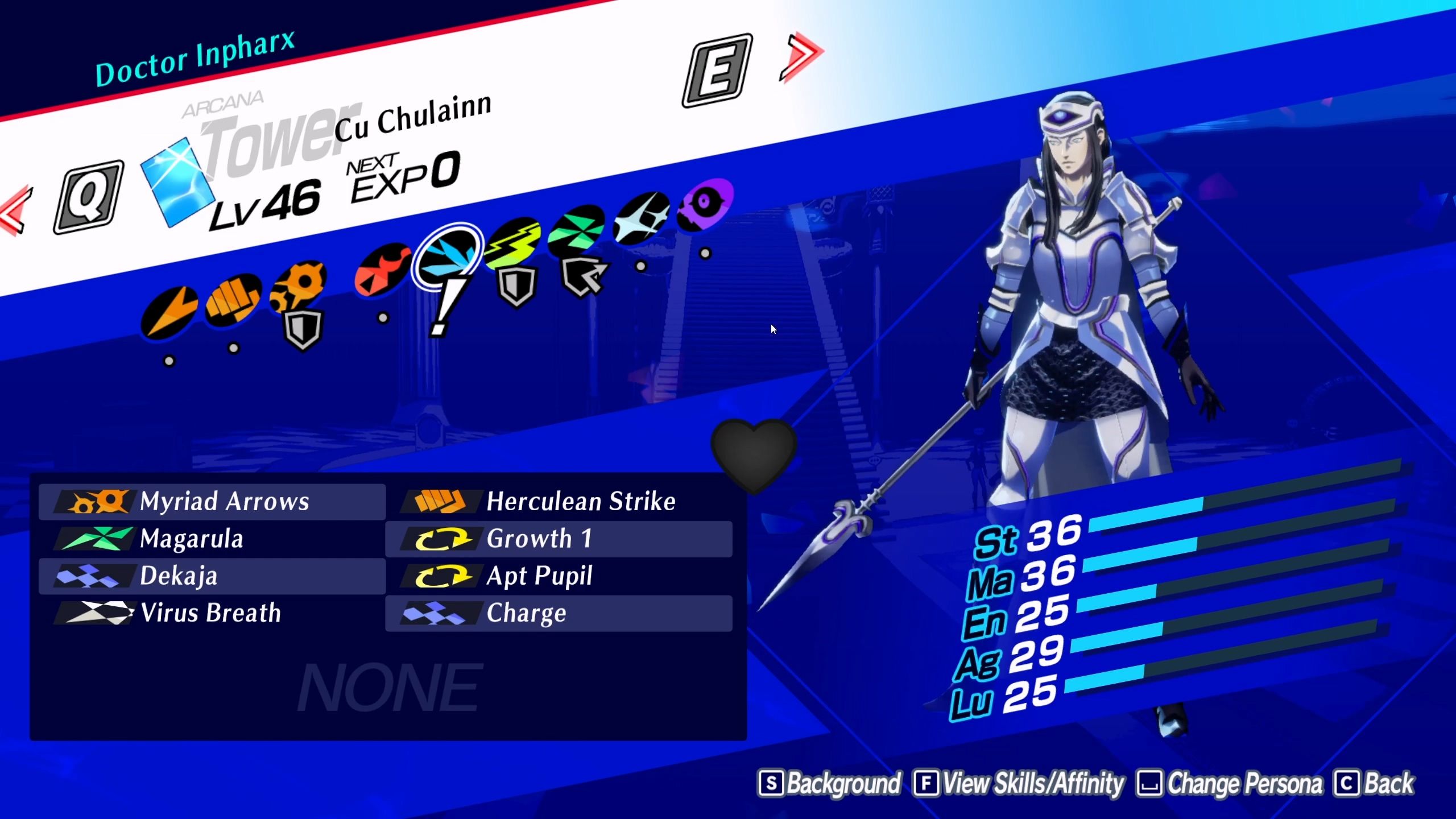A picture of Persona 3 Reload showing the Persona Cu Chulainn.