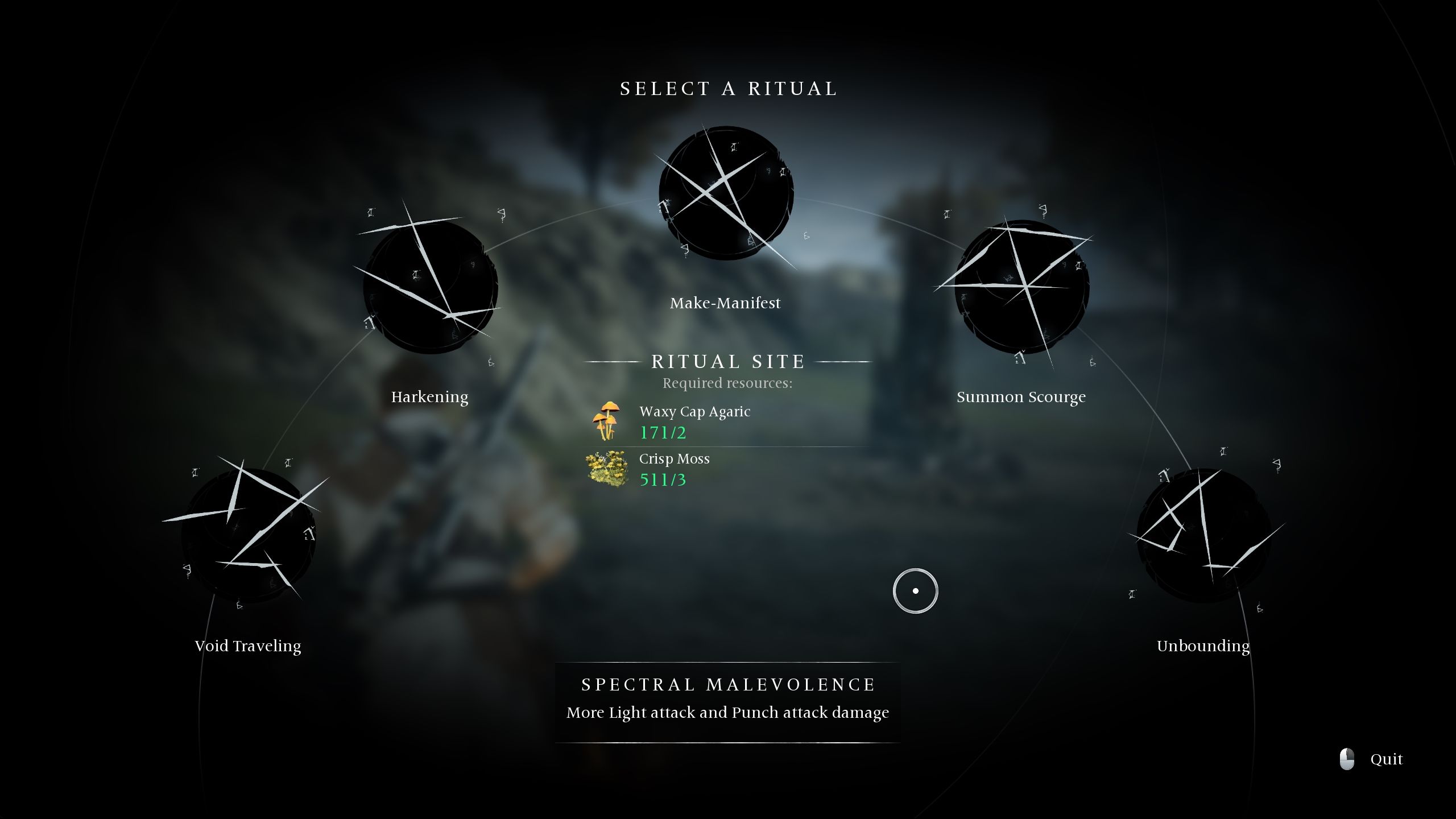 A picture showing all the rituals availalbe in Banishers Ghosts of New Eden