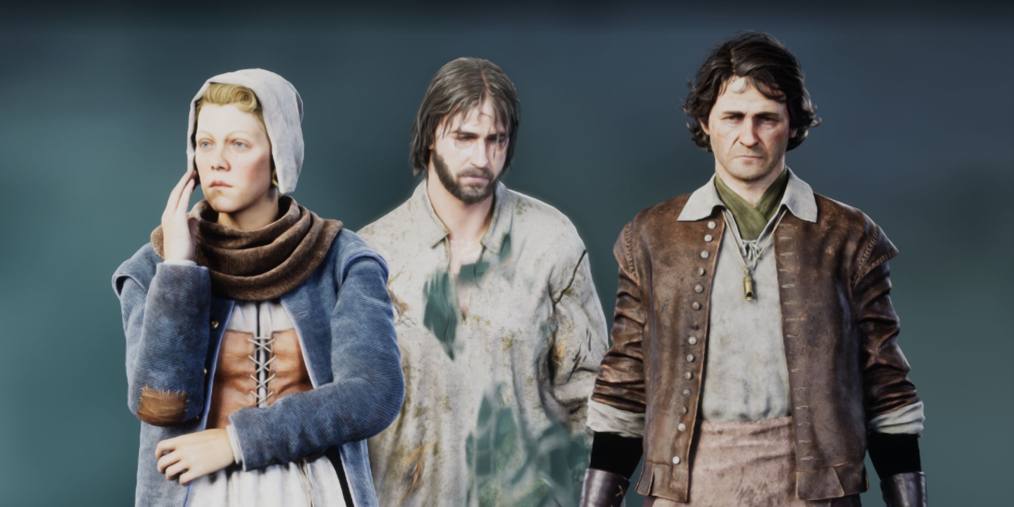 A picture showing the following character: Nellie, Fortune and Arther - Banishers Ghosts of New Eden