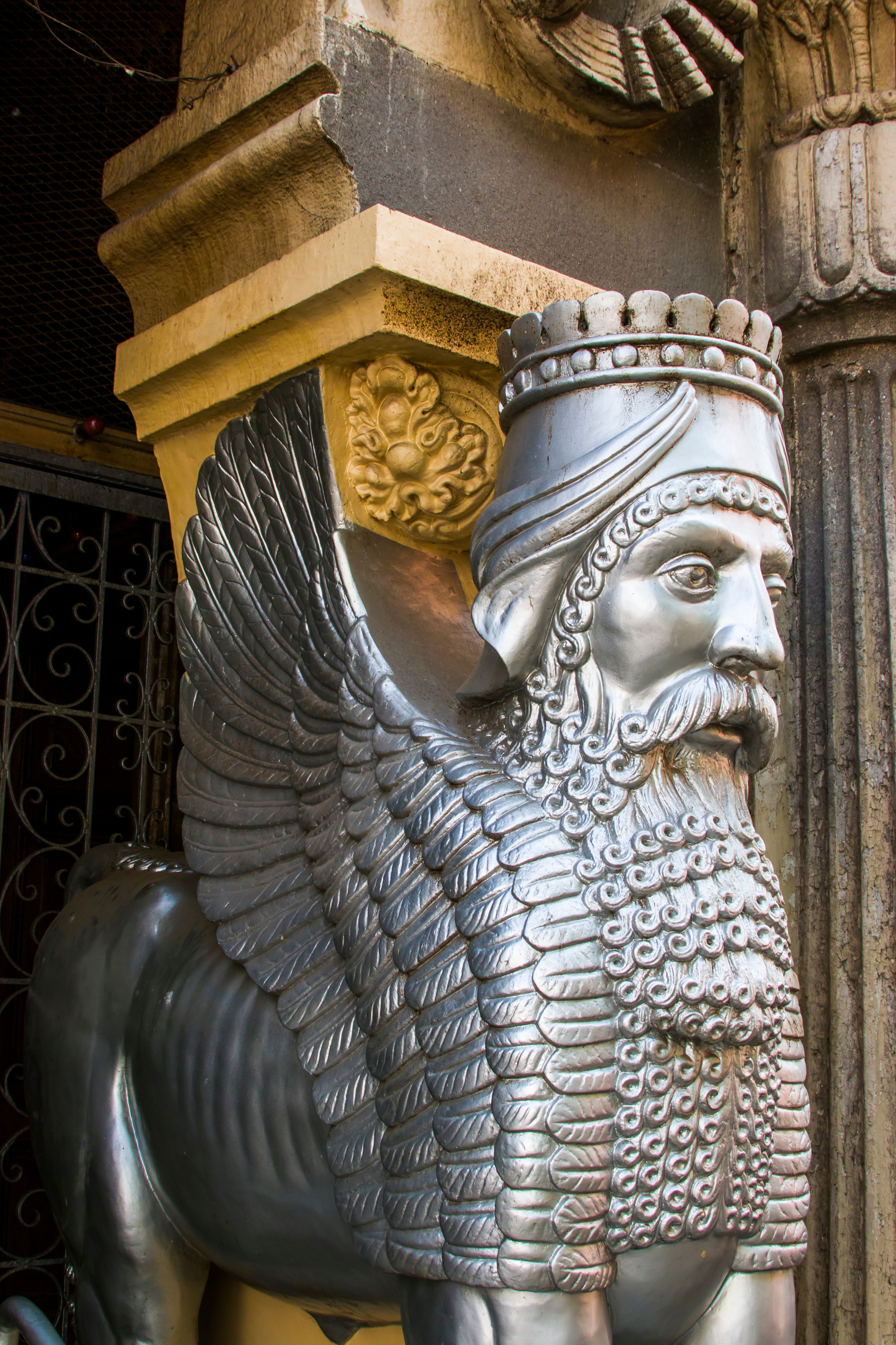 Lamassu outside a Zoroastrian Agiari in Mumbai India