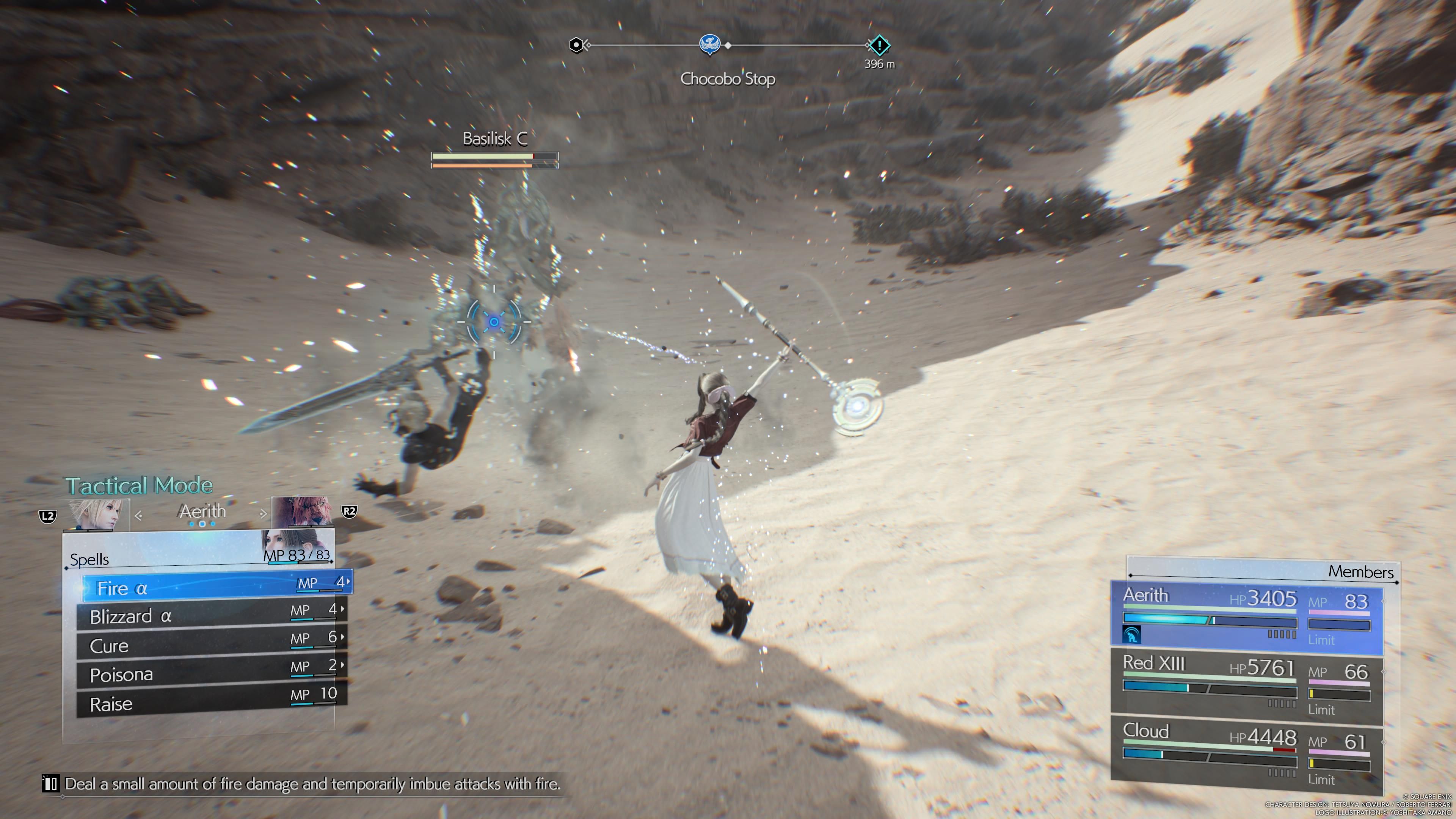 Aerith casting Fire in FF7 Rebirth