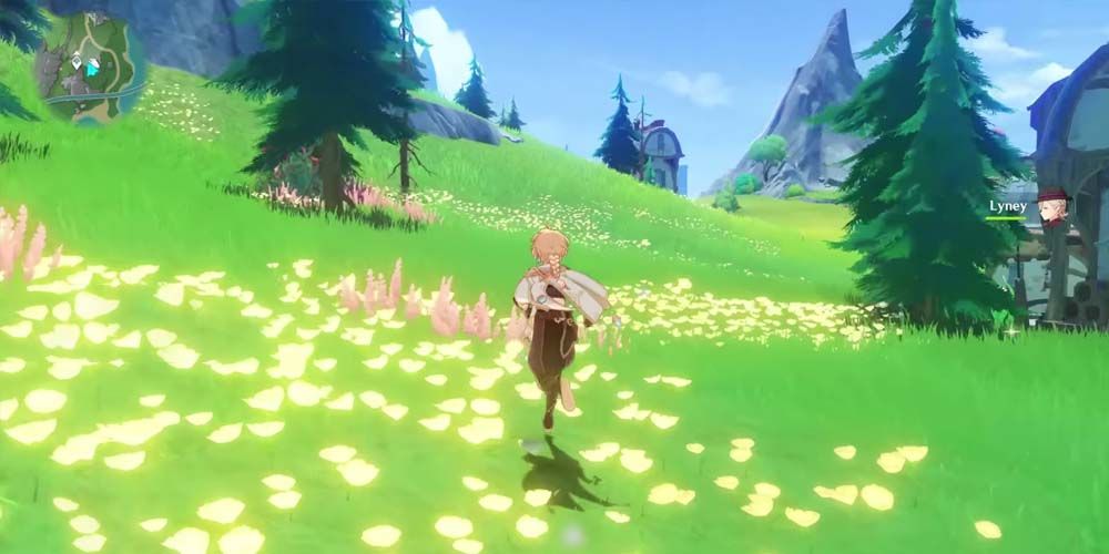 Aether/Traveler collecting materials in Fontaine with Lyney's Exploration Talent active