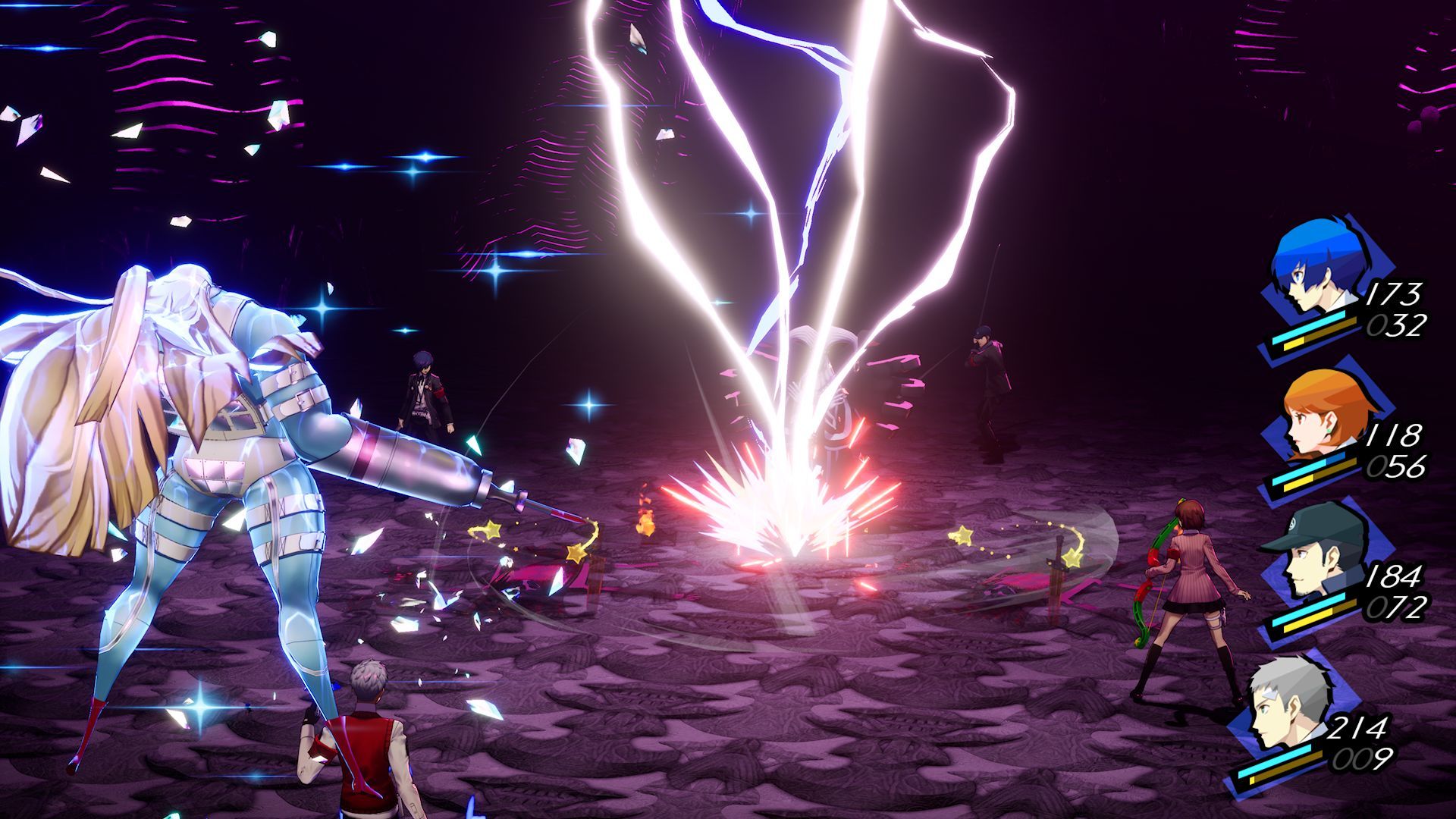 Akihiko summoning Polydeuces to cast Zio on the Heretic Magus in Persona 3 Reload