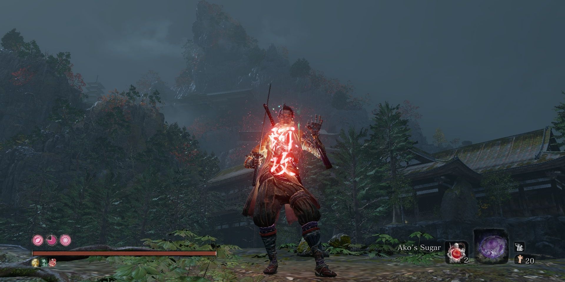 Wolf using Ako's Sugar in Sekiro Shadows Die Twice
