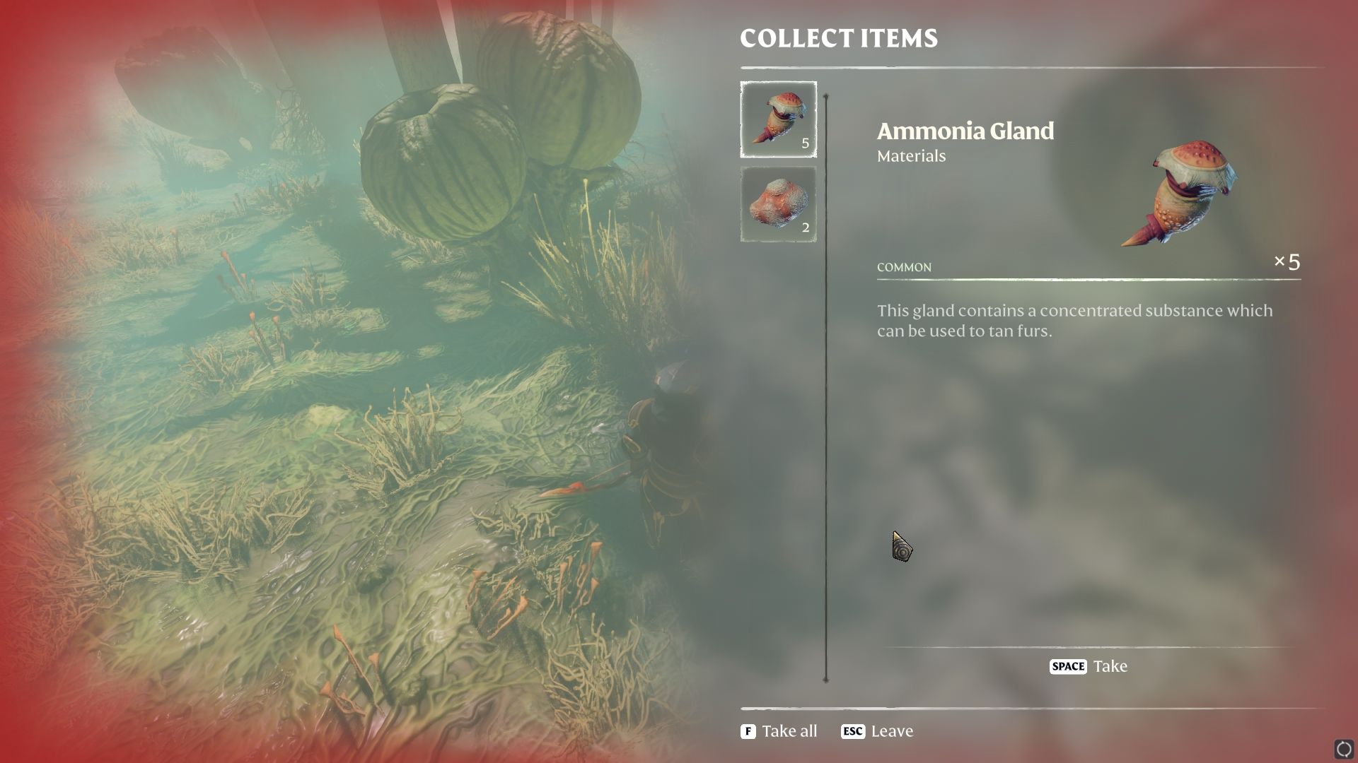 Ammonia Gland drop from Red Mushroom Creature