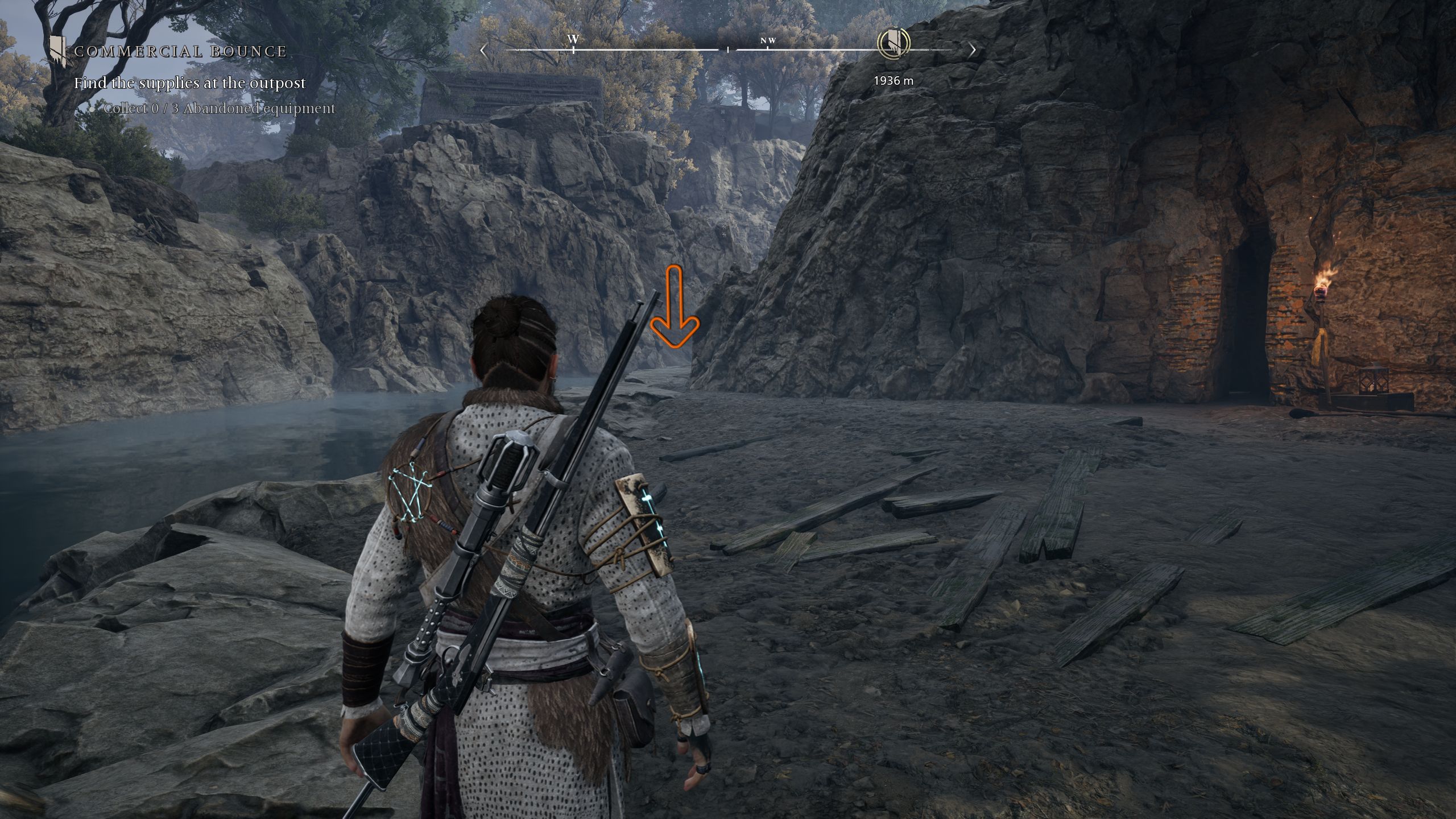 An arrow leading the way to find the key for the Iris Constance's Package - Banishers Ghosts of New Eden 