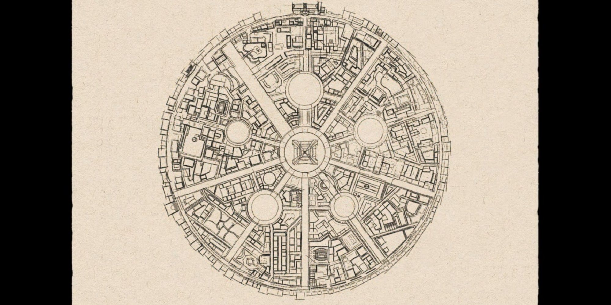 An old school drawing of Lumiose City blueprints in Pokemon Legends z-A