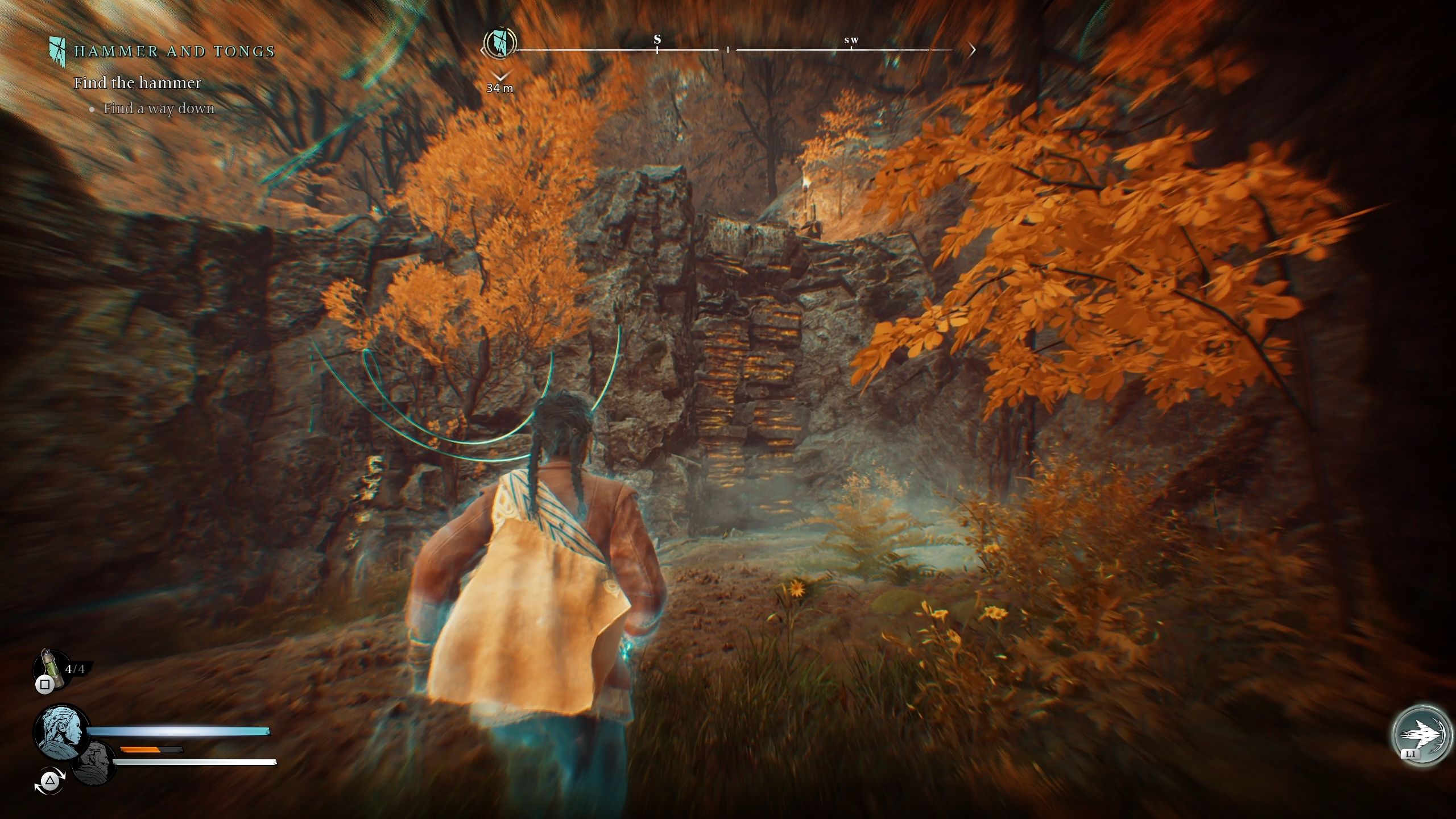 Antea is heading toward a climbable rock wall - Banishers Ghosts of New Eden