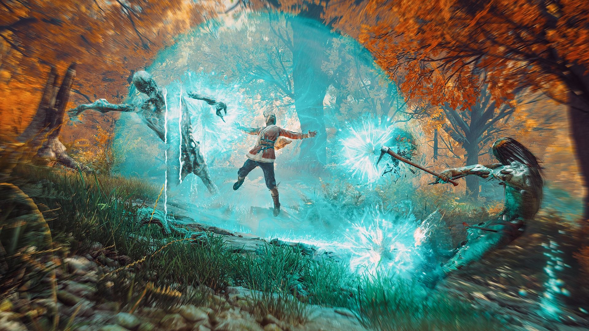 Antea using Outburst Manifestation on some enemies - Banishers Ghosts of New Eden