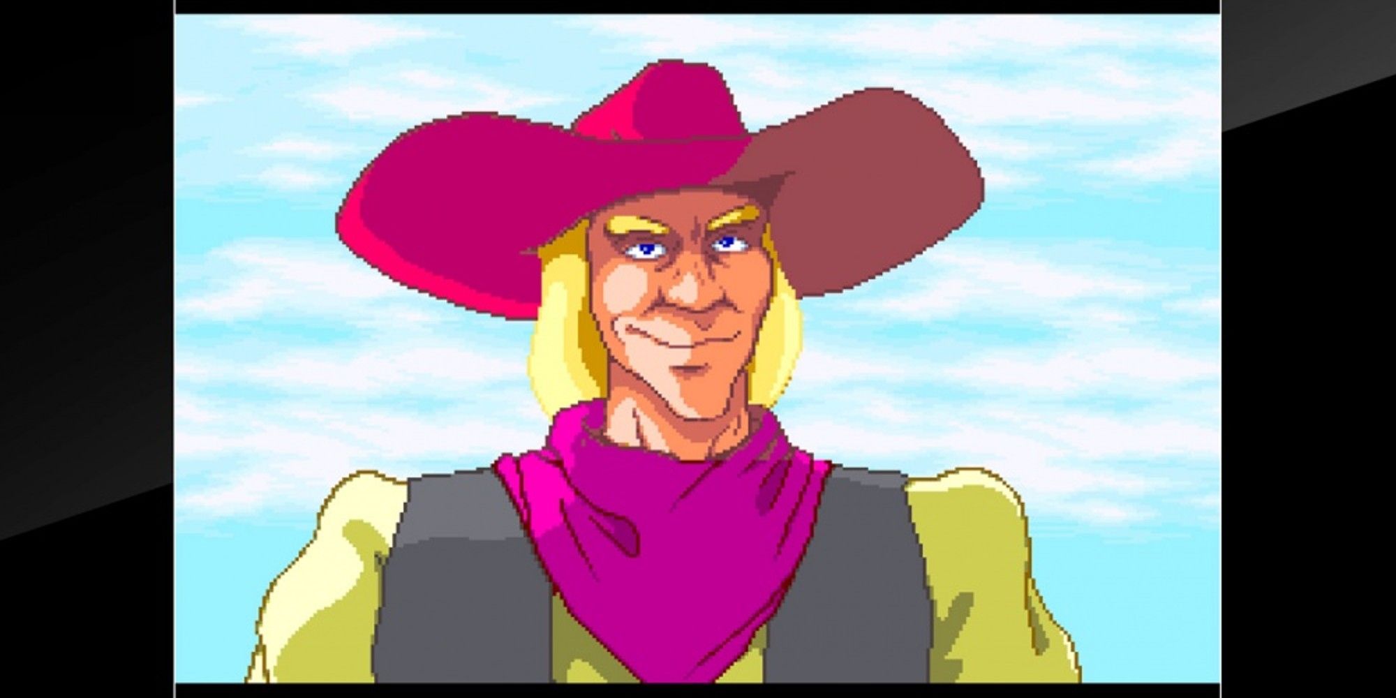 Close up of a cowboy smiling in Sunset Riders