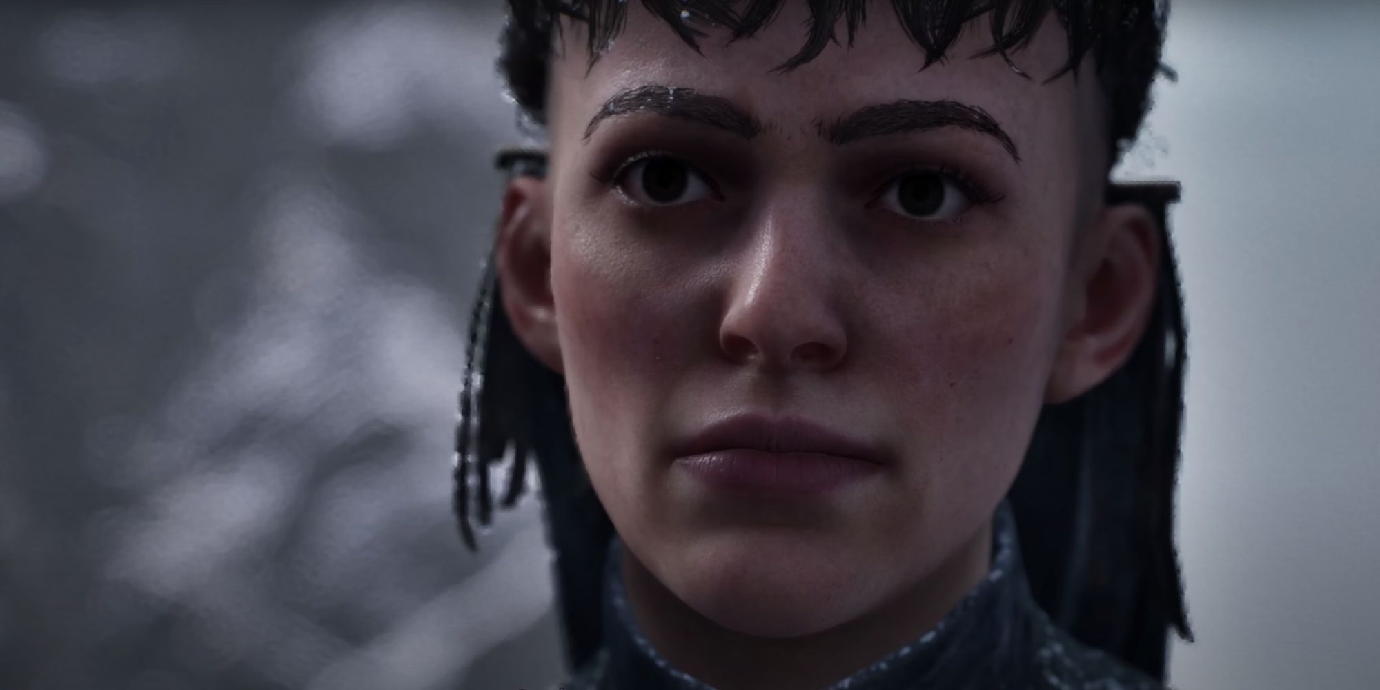A close up of Seeker, who is wearing more witch-like clothing and accessories.