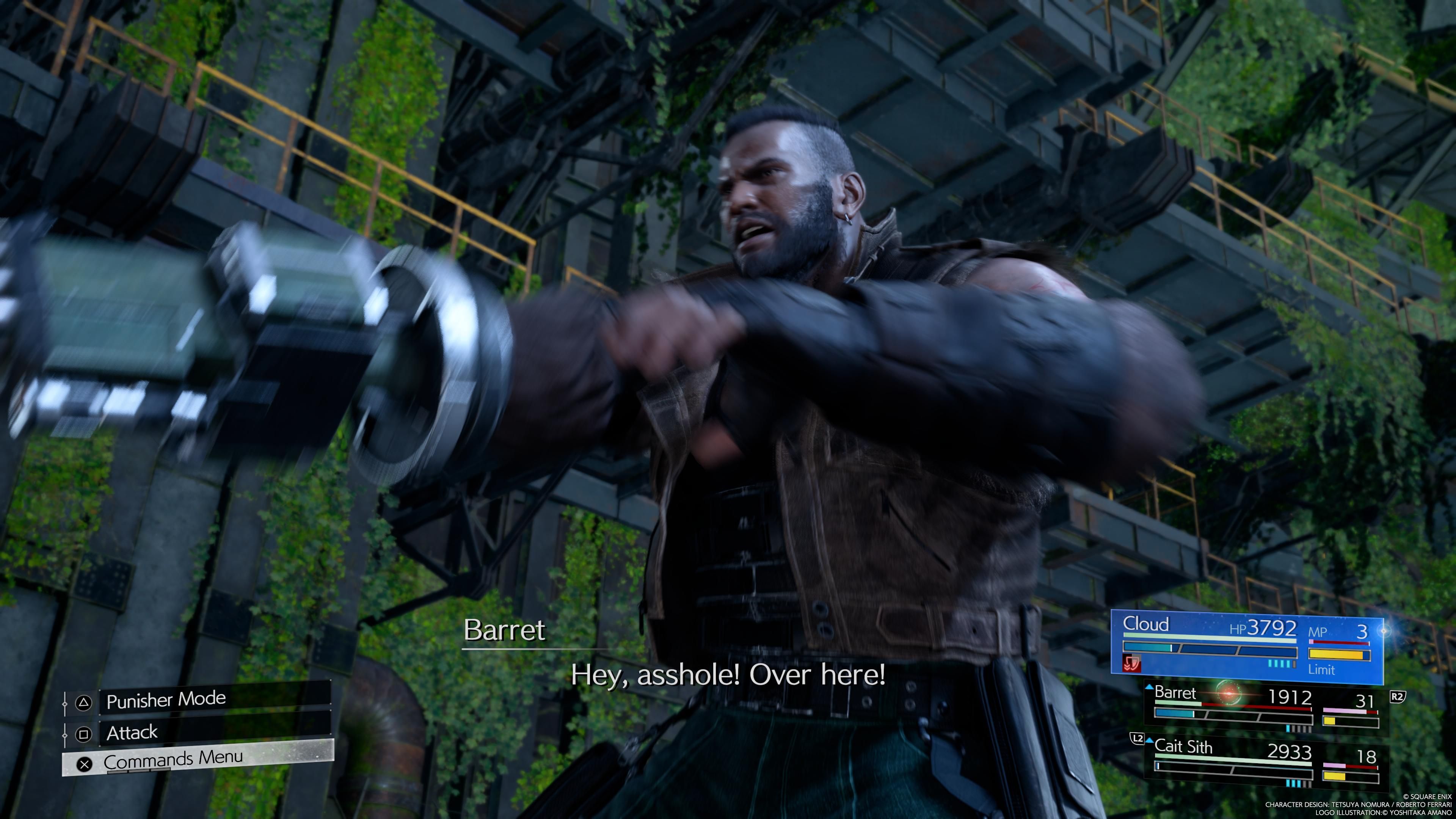 Barret draws the enemy's attention at the Gongaga reactor in FF7 Rebirth