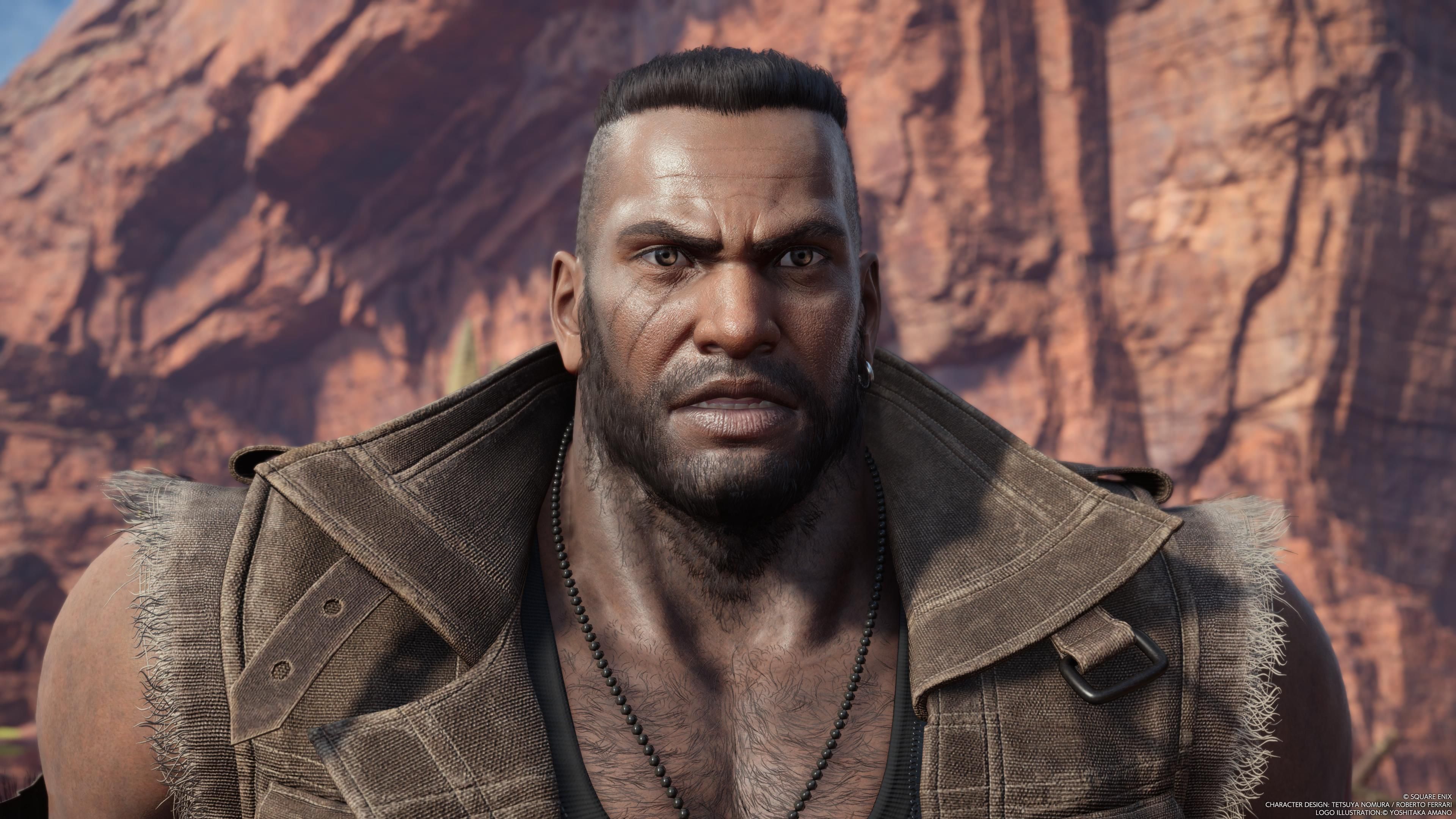 Barret in Cosmo Canyon in FF7 Rebirth