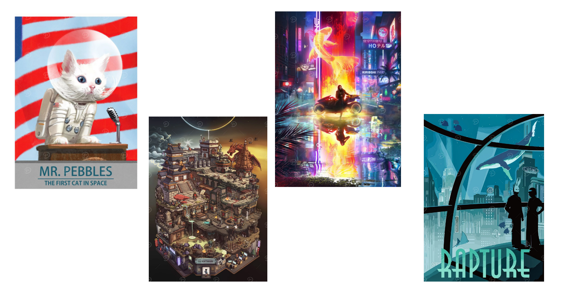 in 2024 with images of Mr. Pebbles, Convergence, Cyberpunk 2077, and BioShock