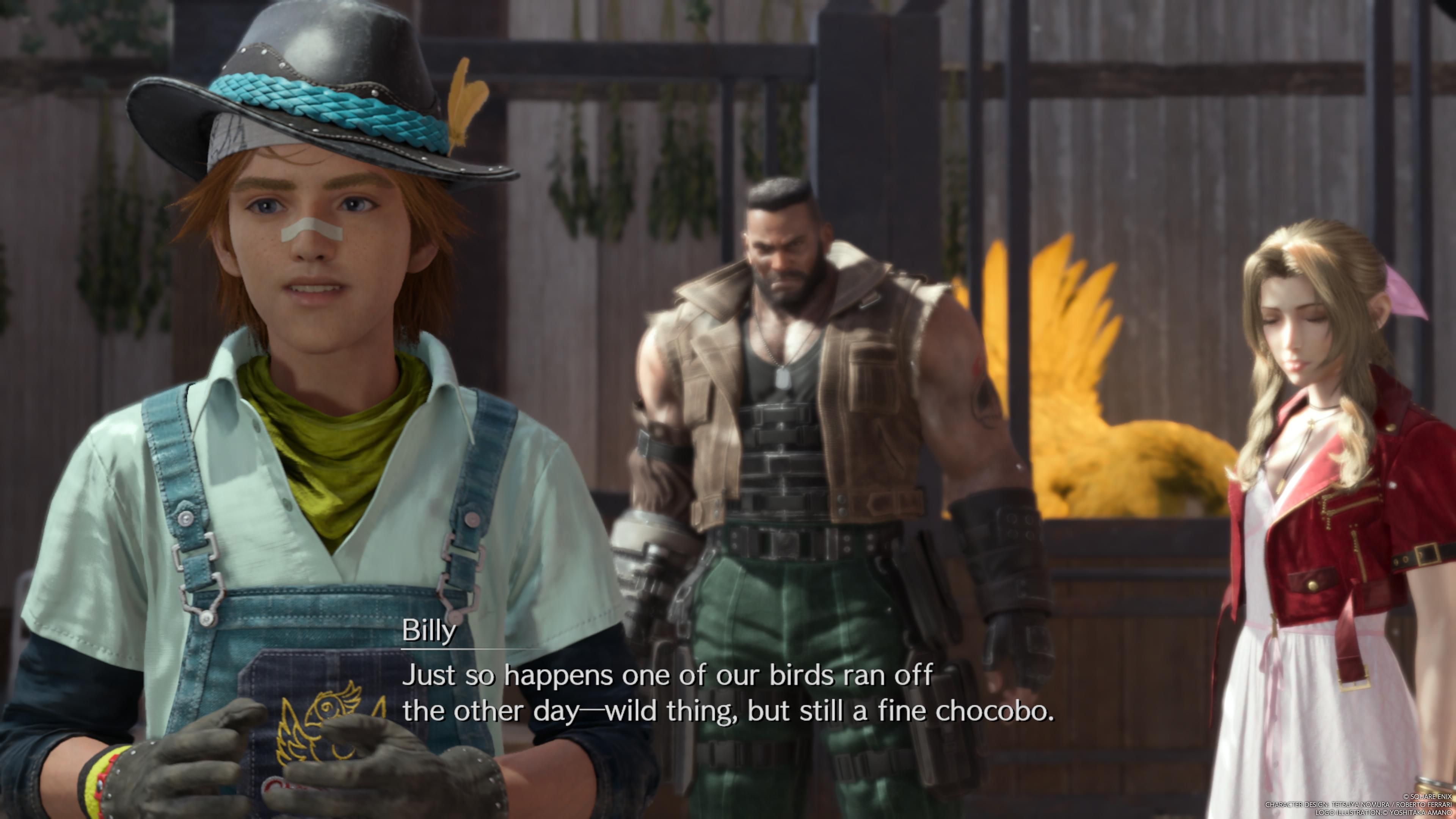 Billy explains Piko's disappearance to the party at the chocobo ranch in FF7 Rebirth