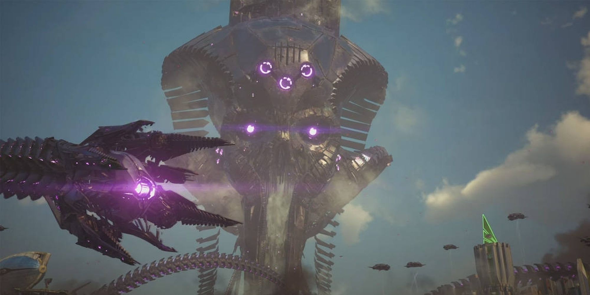 Suicide Squad: Kill The Justice League - Brainiacs Collossal Ship Hovering Over Metropolis