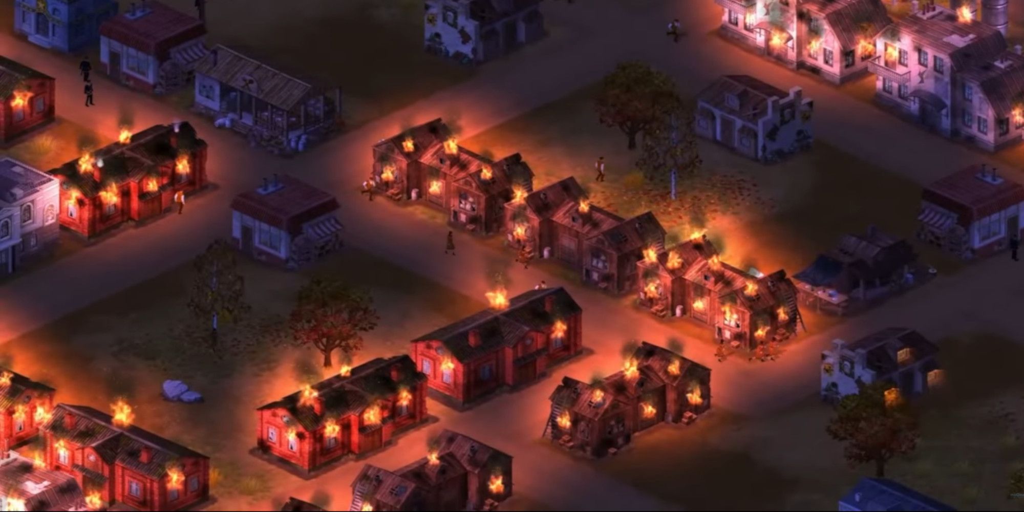 A town burns and citzens flee in Kapital