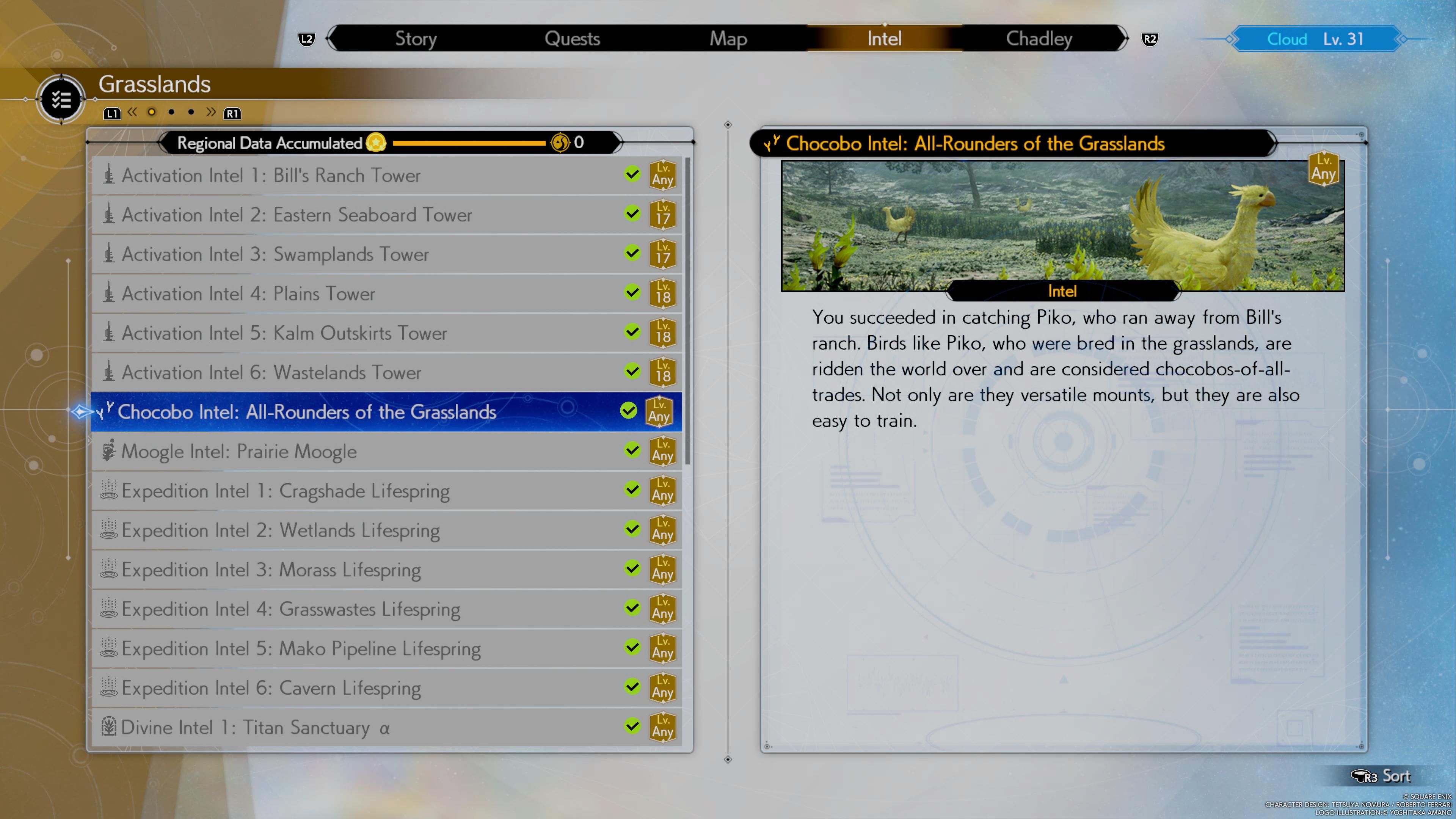 Chocobo Intel for Piko in the FF7 Rebirth Grasslands