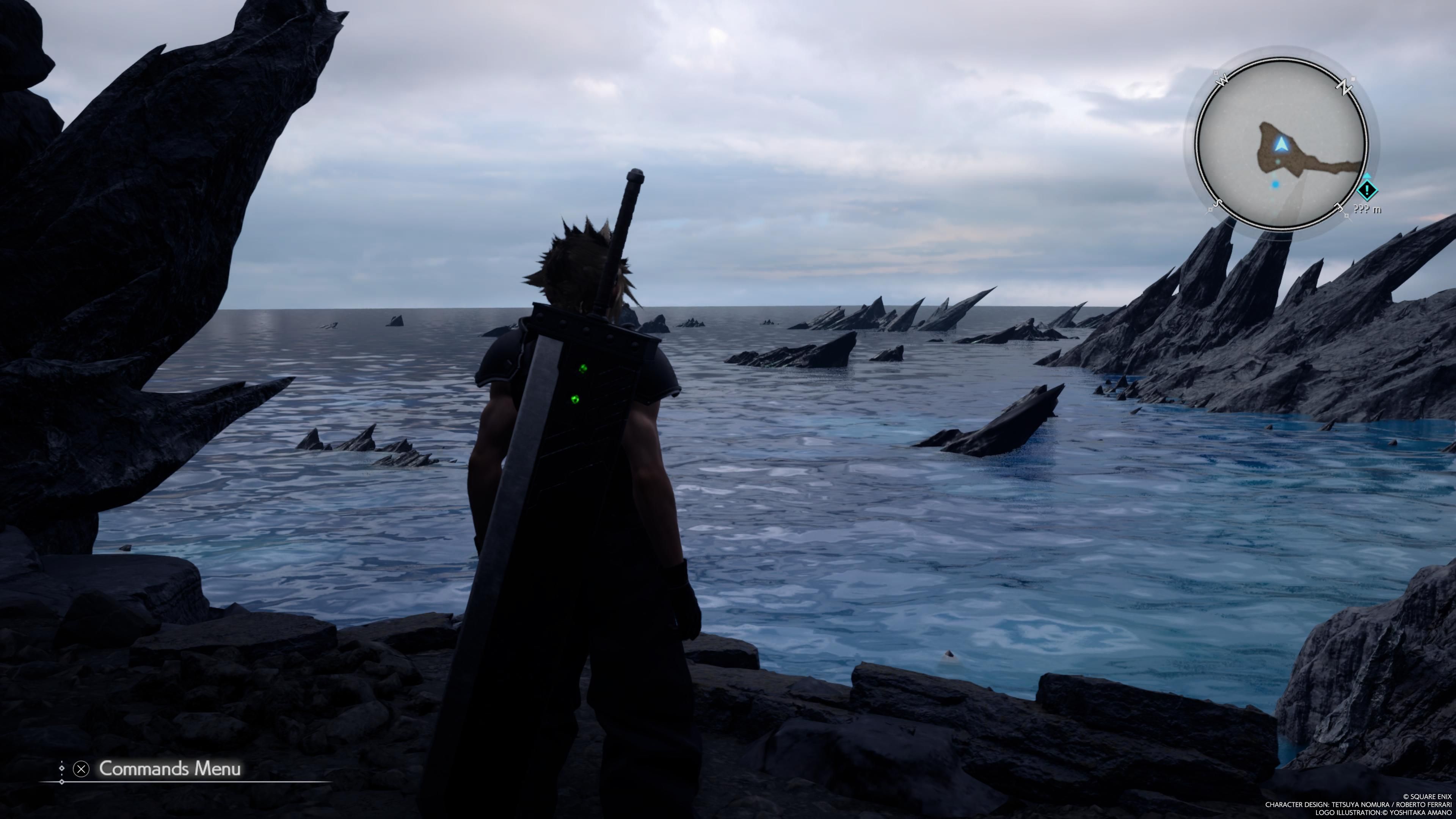 Cloud observes the ocean near the Nibel Mako Reactor in FF7 Rebirth