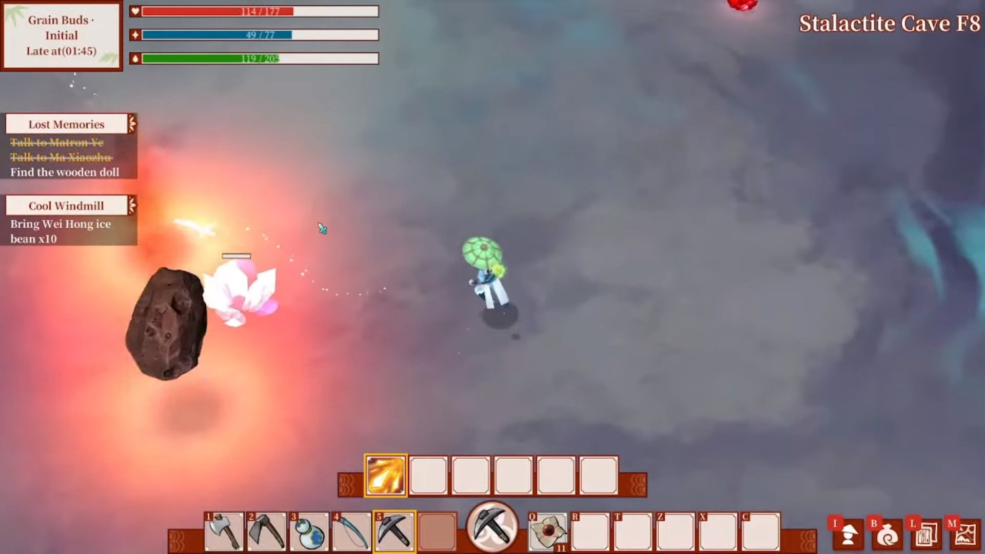 main character using a combat skill