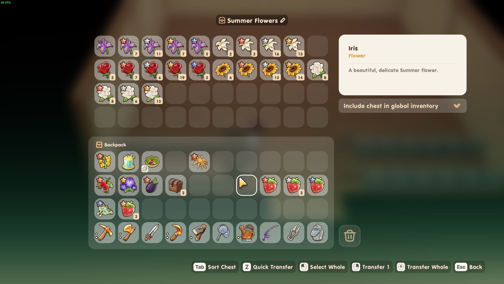 Coral Island: An image of a chest filled with summer flowers