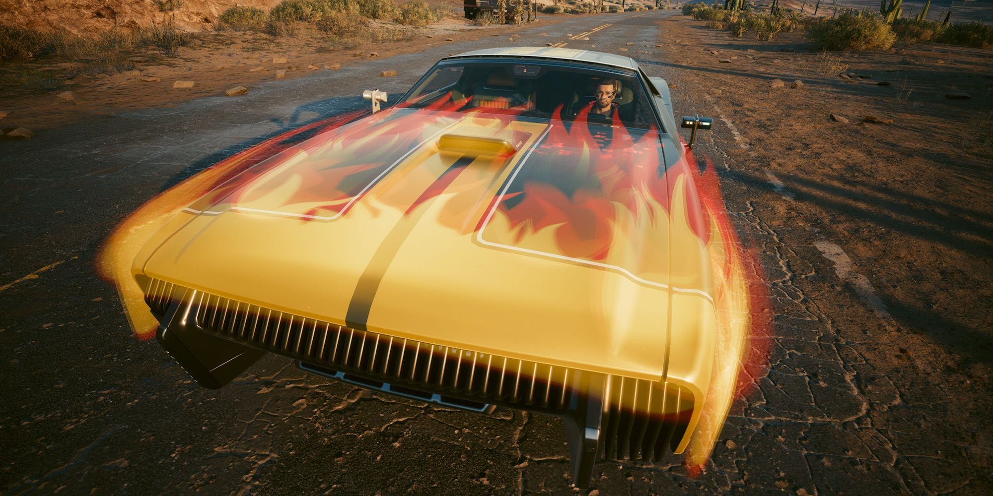 An impressive view of the Quadra Sport R-7 Charon's flaming hood.