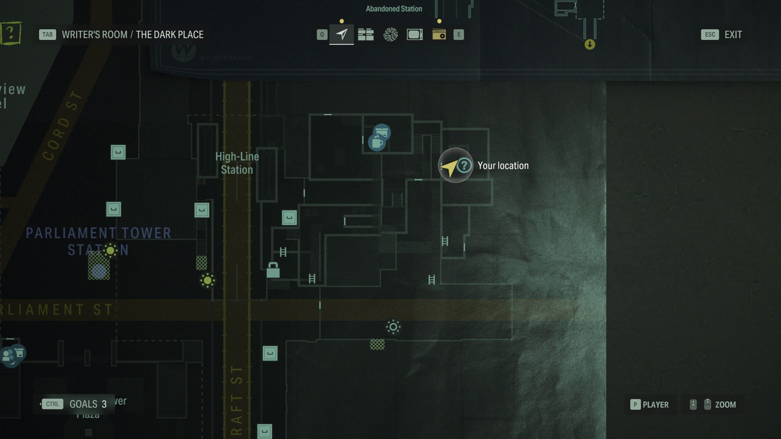 A map showing Breaker's location on the Dark Place Rooftops
