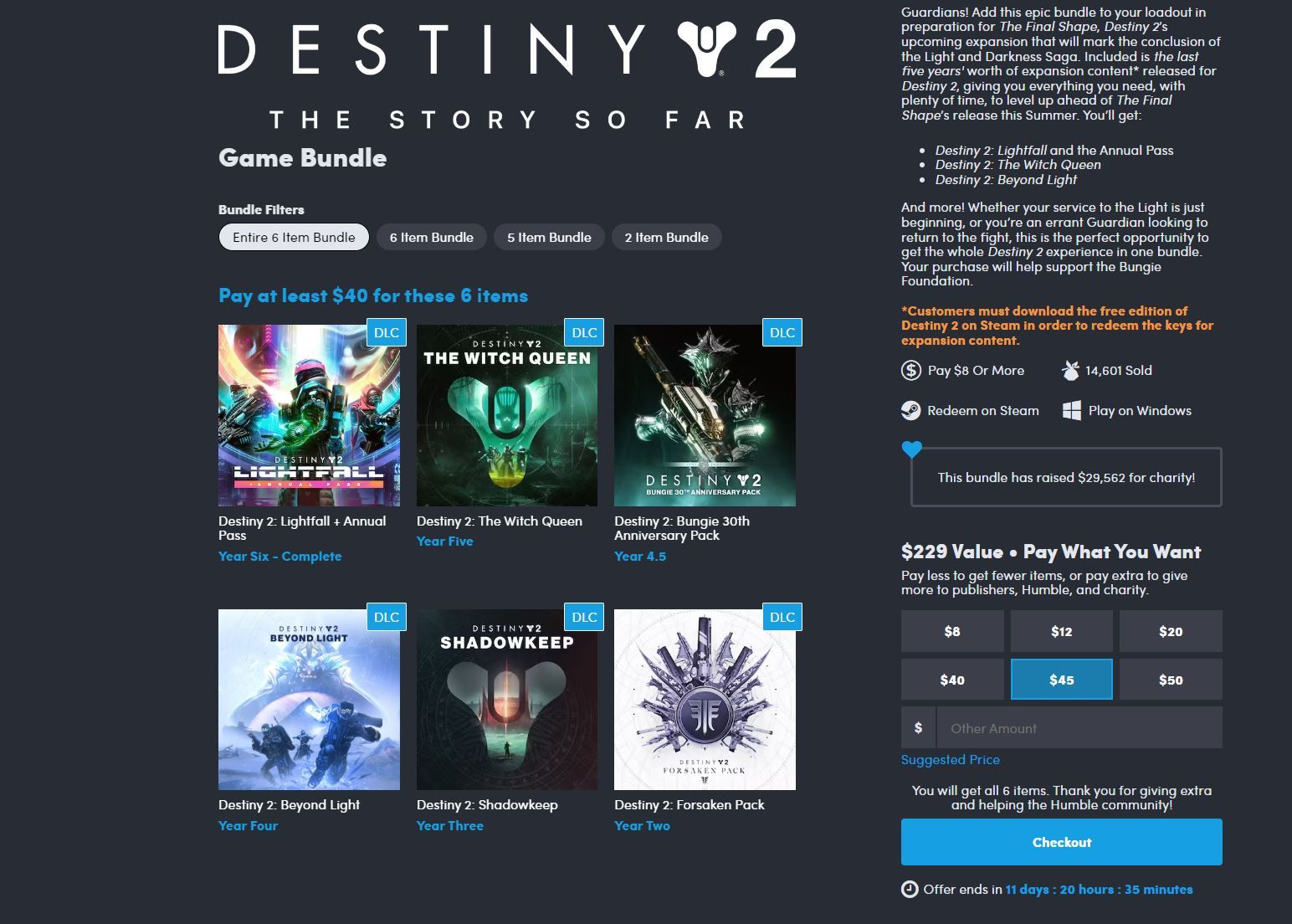destiny humble bundle