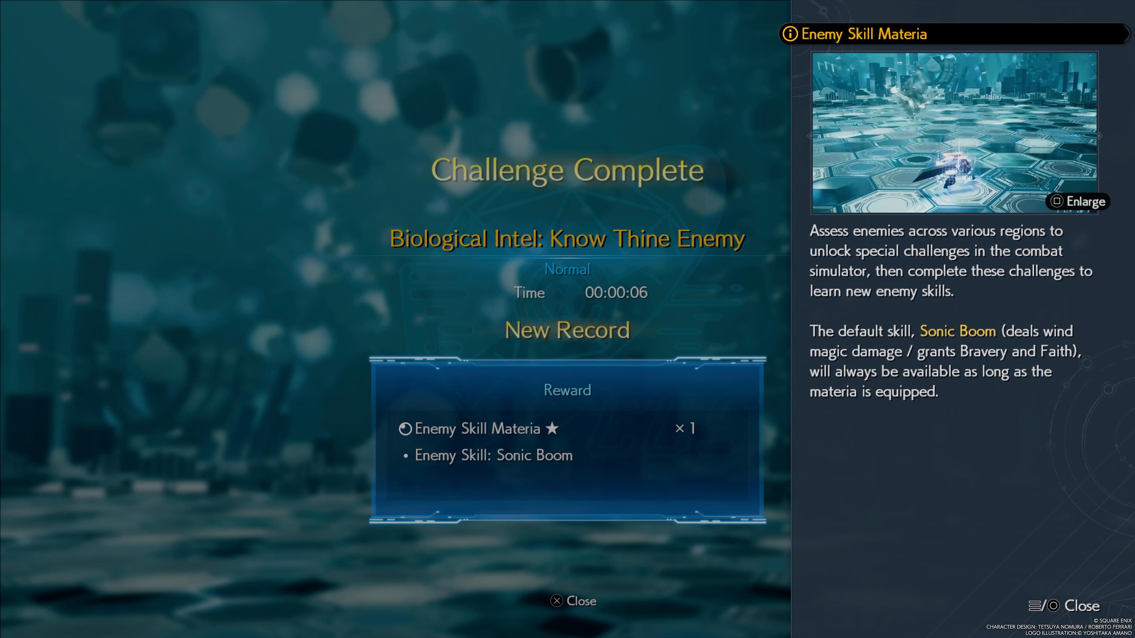 Enemy Skill challenge Know Thine Enemy on the FF7 Rebirth combat simulator screen