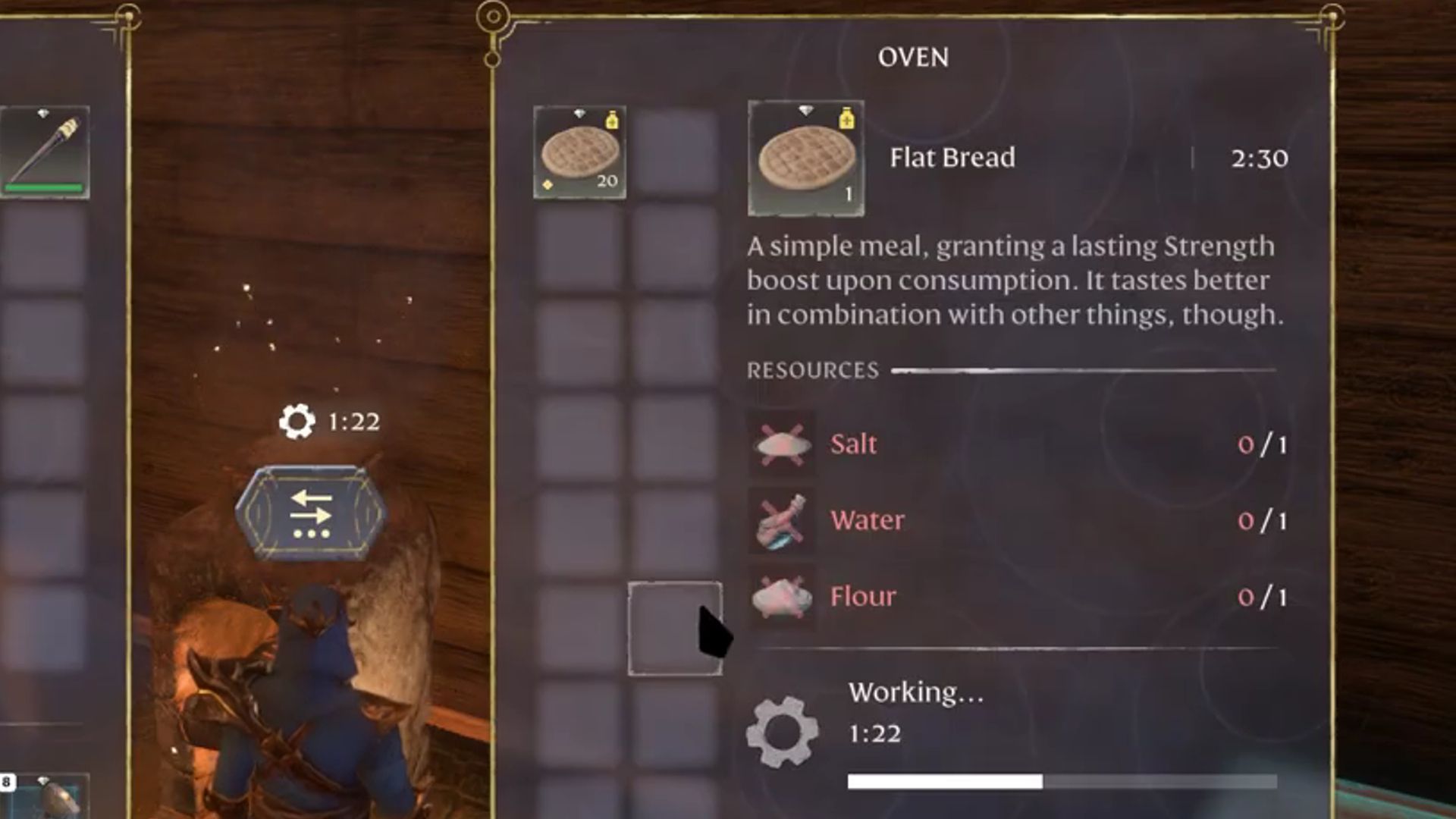 enshrouded flatbread making in oven