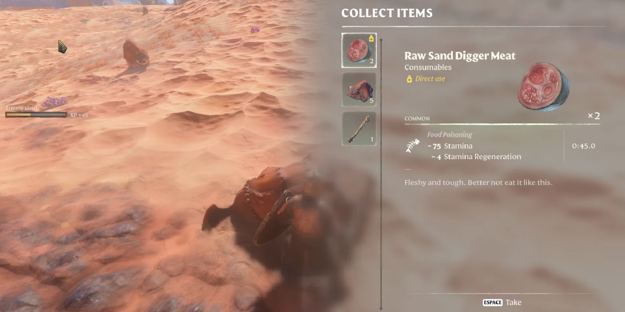 enshrouded player looting from sand digger-1