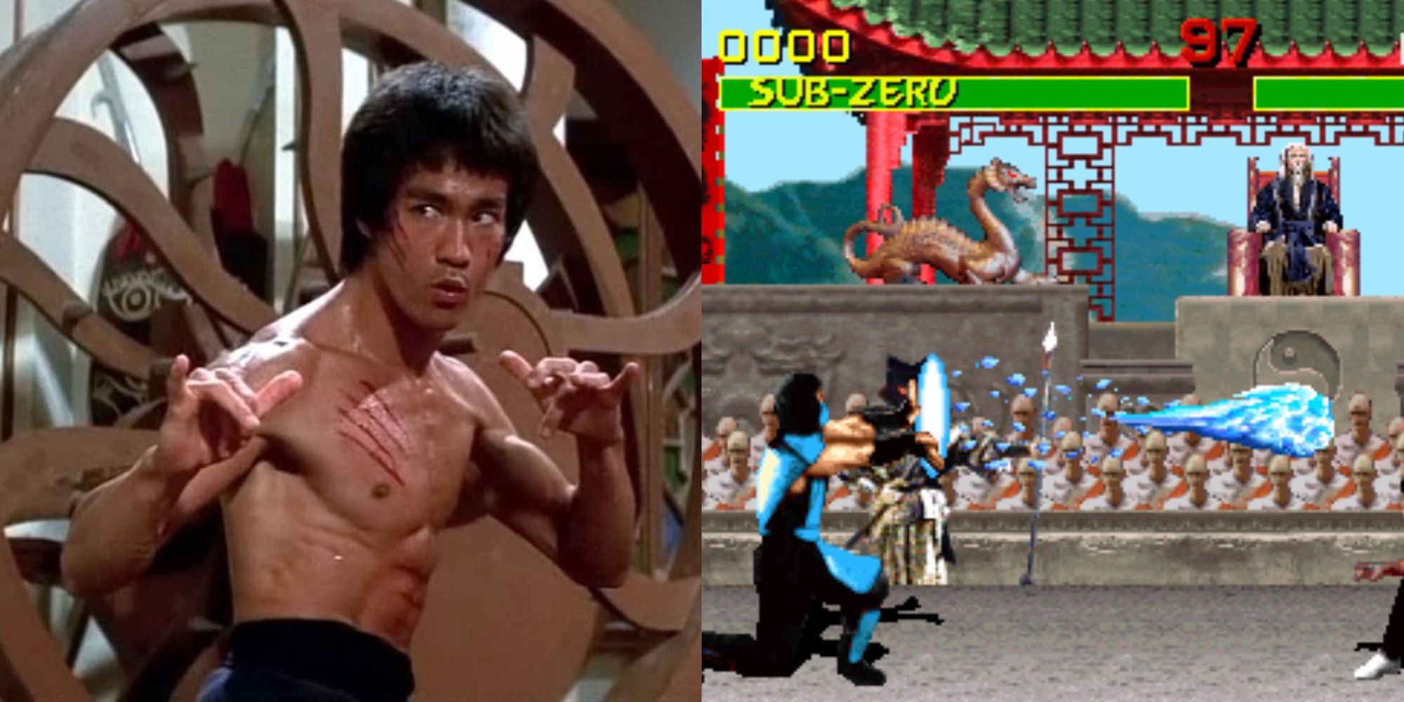 Enter the dragon on the left and mortal kombat on the right