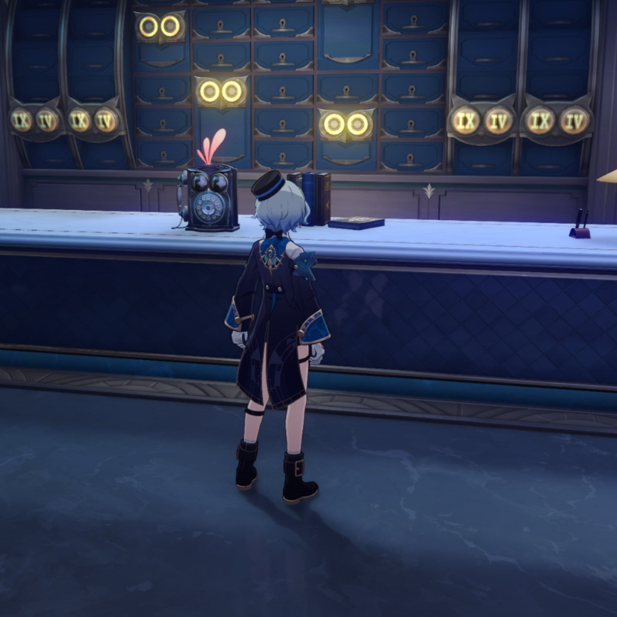Misha stands at a bar in Honkai Star Rail.