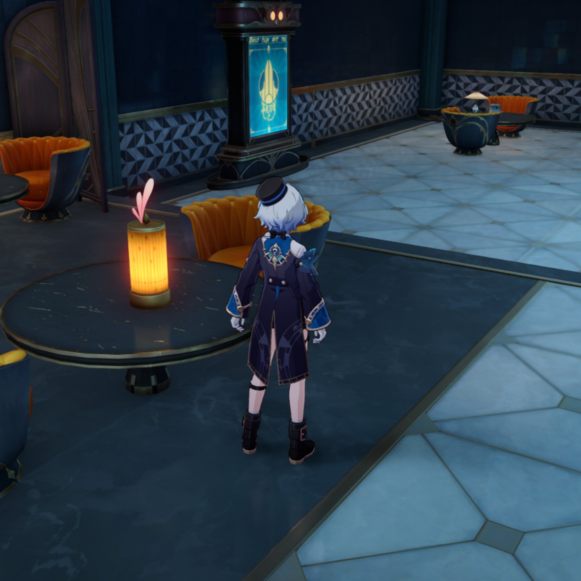 Misha stands next to a table in Honkai Star Rail.