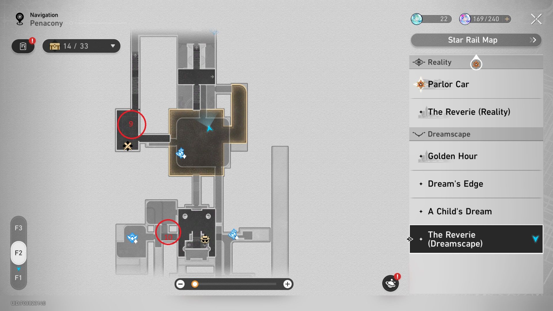 Honkai Star Rail map of Reverie Dreamscape's Floor Two.