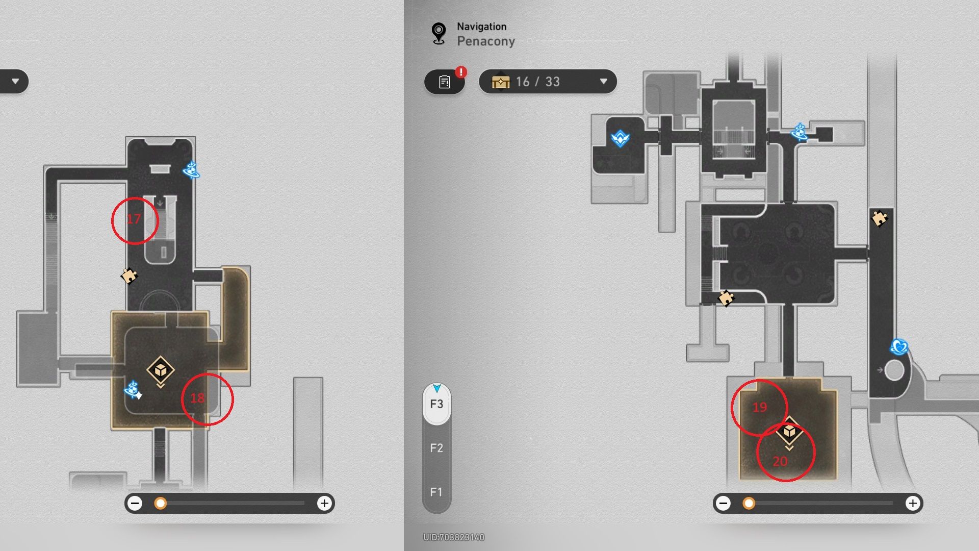 A map of the Reverie Dreamscape Floor Three