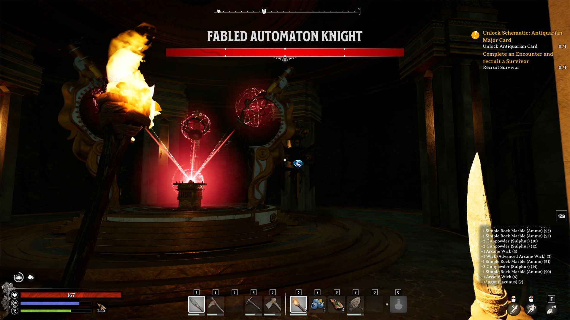fabled automaton knight boss at the bottom of the antiquarian