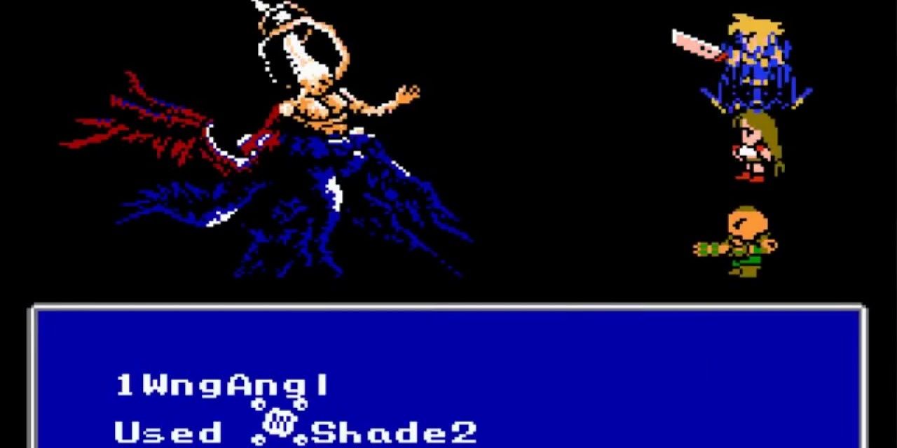 Final Fantasy 7 nes showign the final battle against sephiroth with coud, tifa, and barret