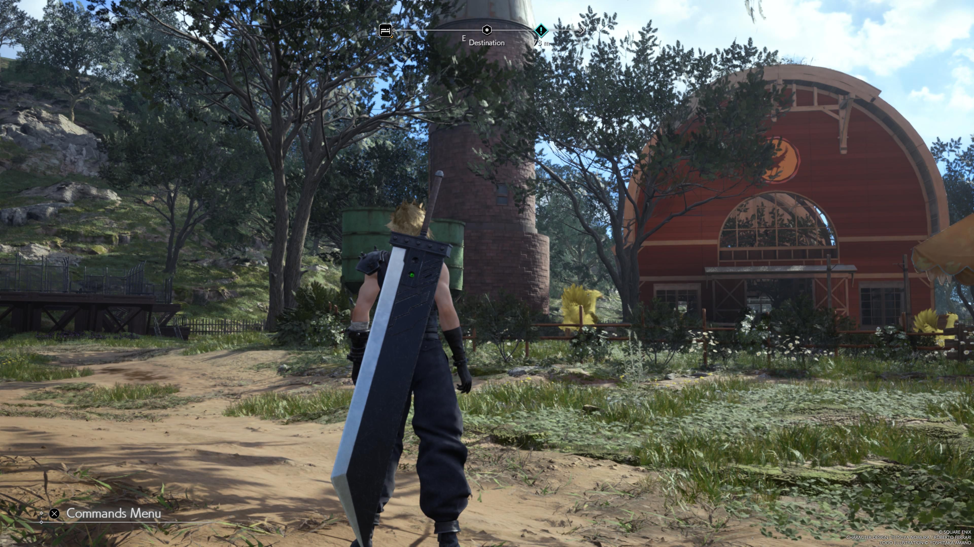 Cloud at the Chocobo Ranch in FF7 Rebirth Grasslands