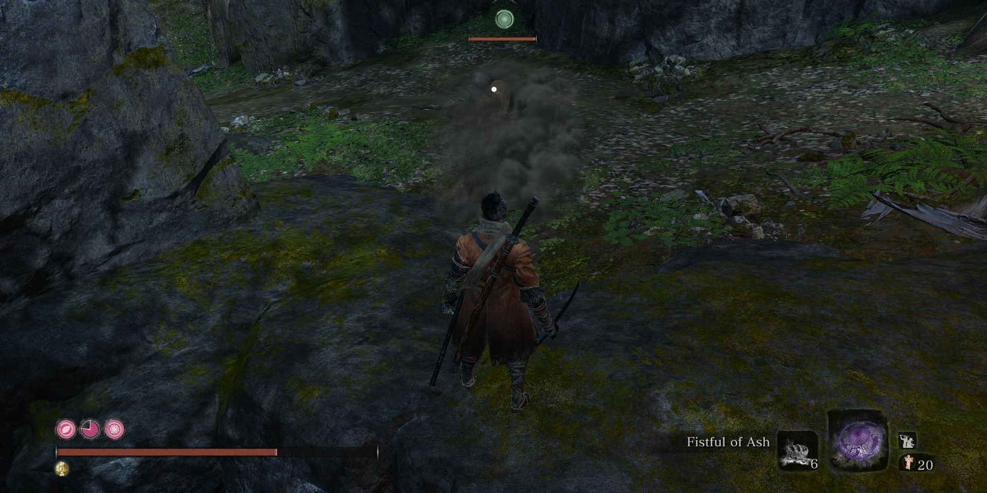 An opponent staggered by Fistful of Ash in Sekiro Shadows Die Twice