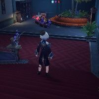 Misha stands at the foot of some stairs in Honkai: Star Rail.