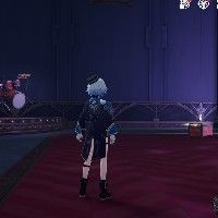 Misha stands near a drum kit in Honkai Star Rail.