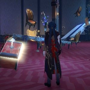 Blade stands next to a floating chest in Honkai Star Rail.